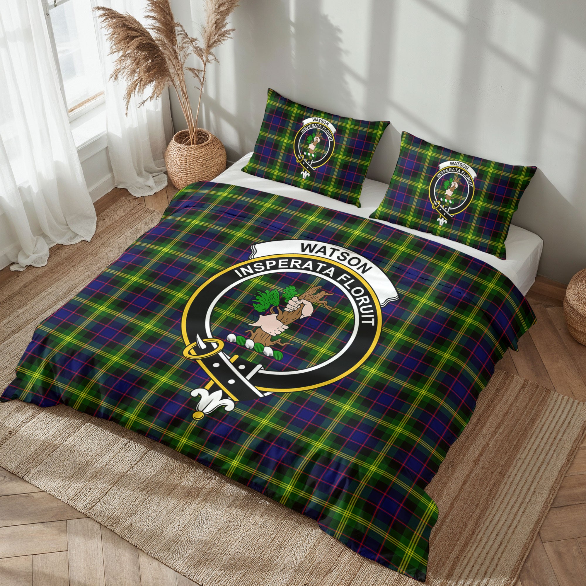 Watson Modern Tartan Crest Bedding Set