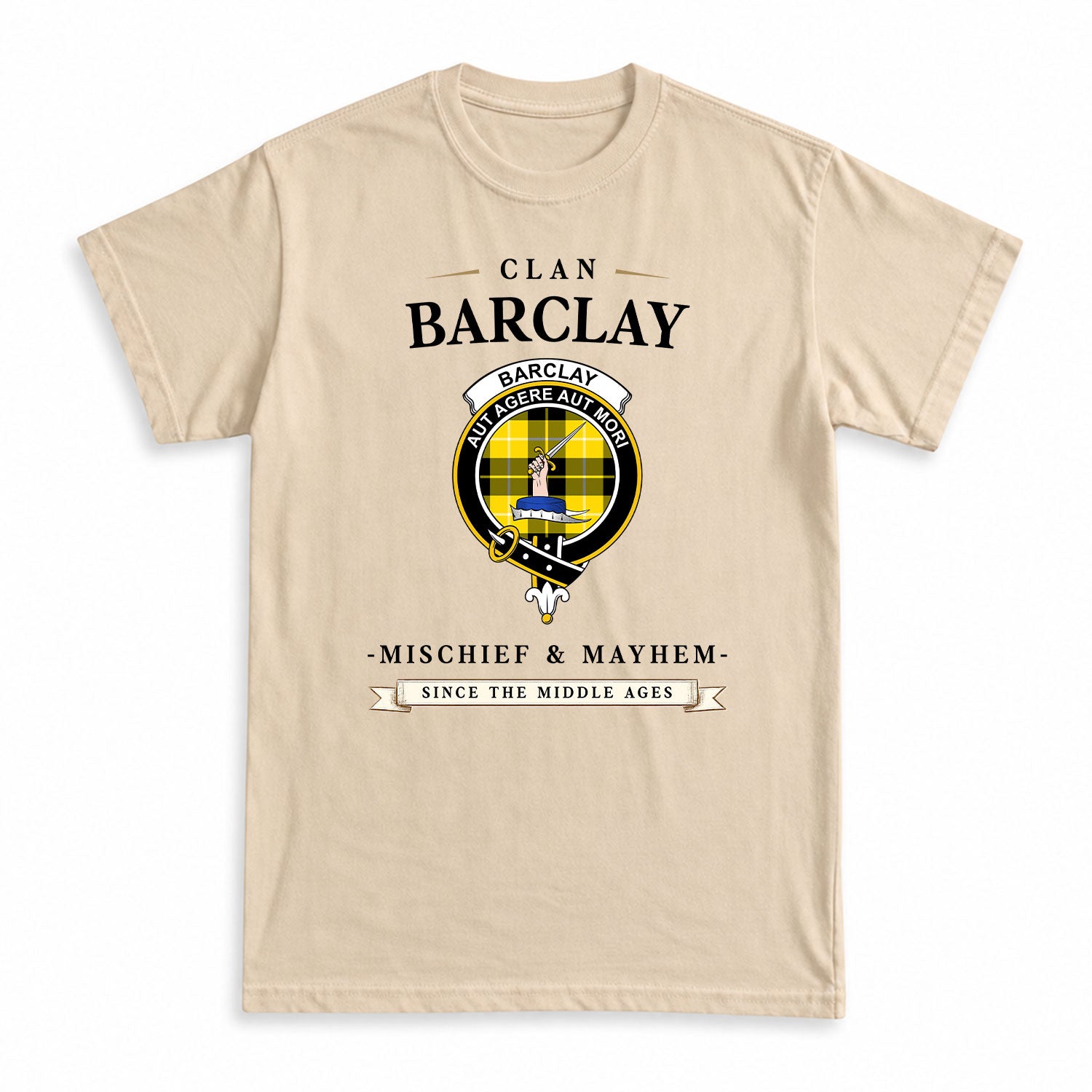 Barclay Dress Modern Tartan Crest Mischief and Mayhem T-shirt