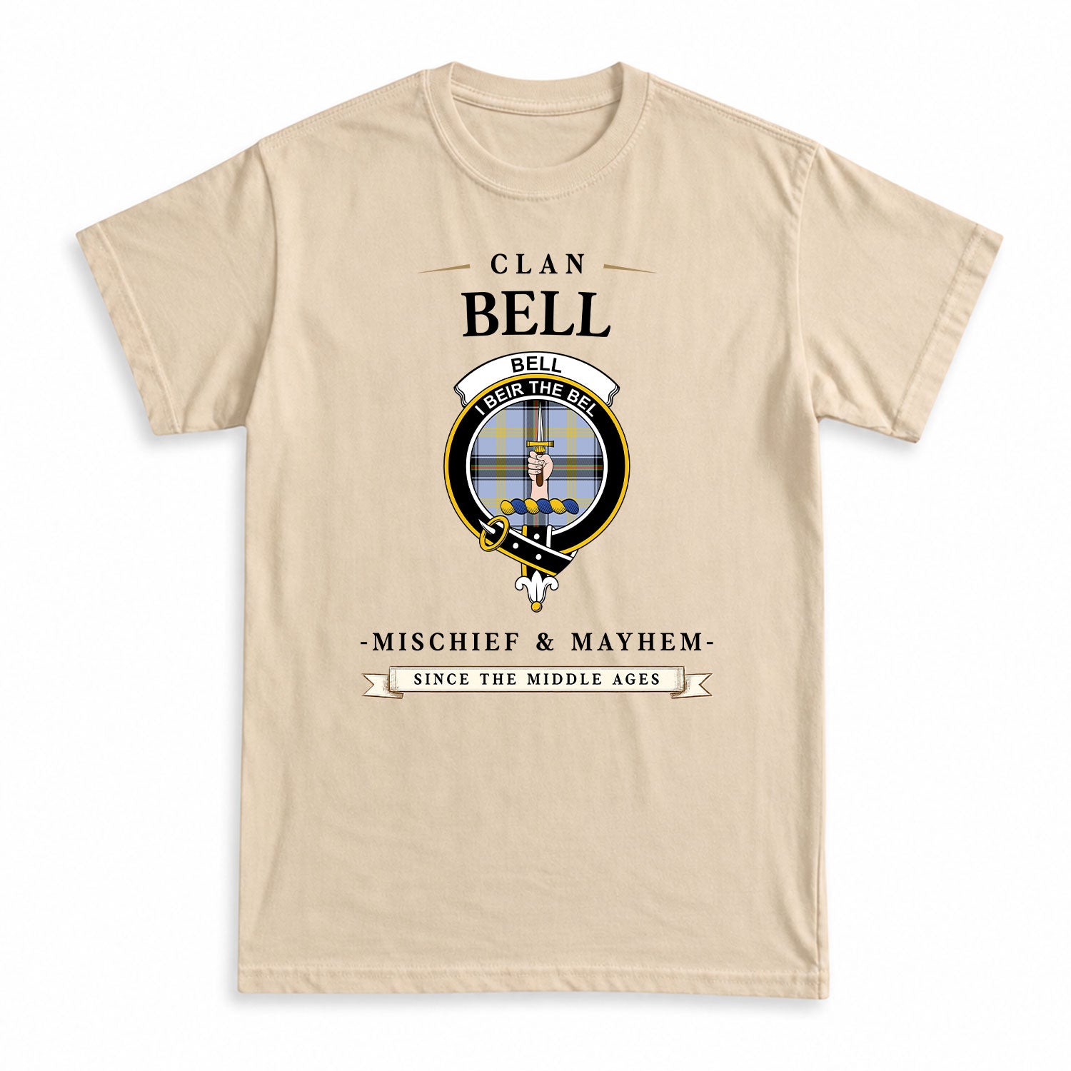 Bell of the Borders Tartan Crest Mischief and Mayhem T-shirt
