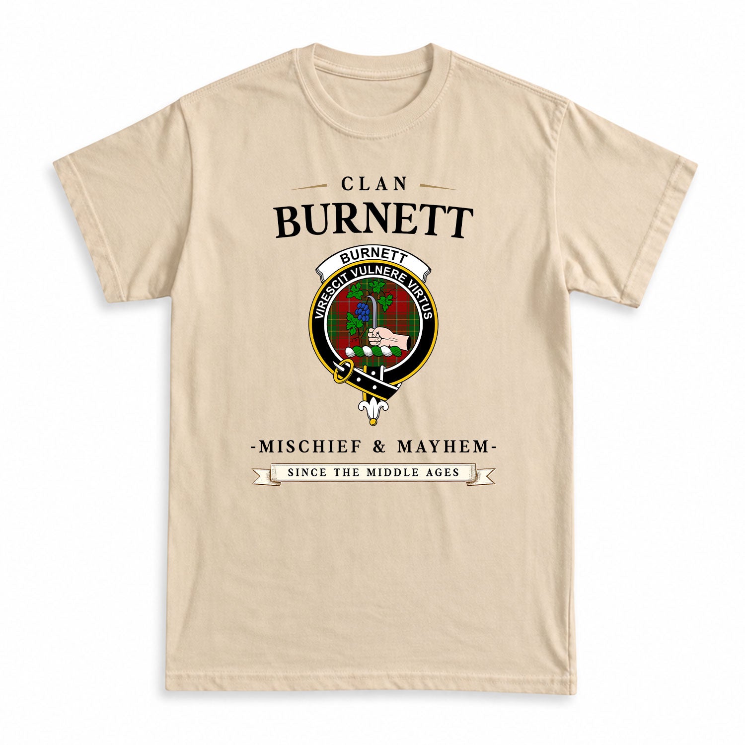 Burnett Tartan Crest Mischief and Mayhem T-shirt