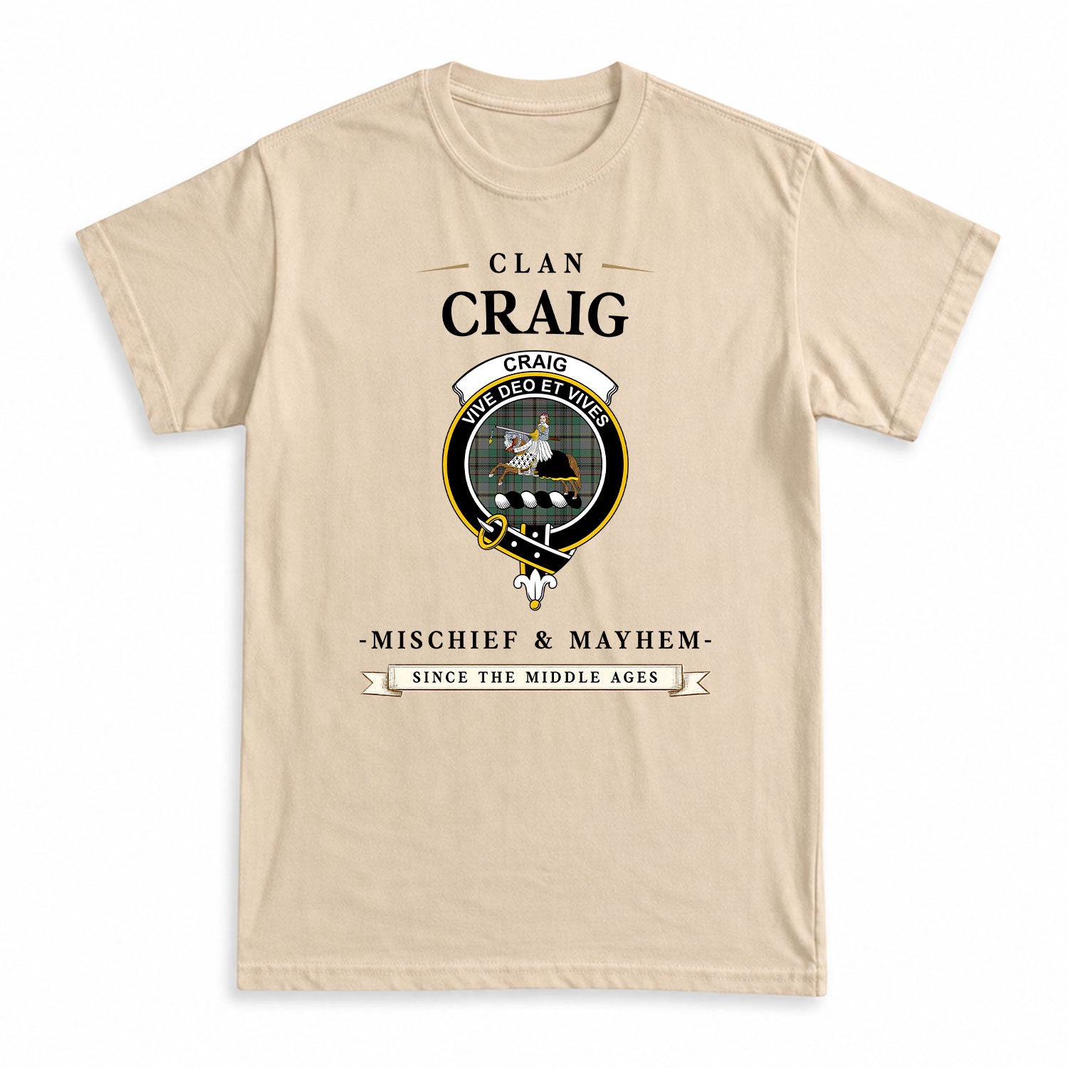 Craig Tartan Crest Mischief and Mayhem T-shirt