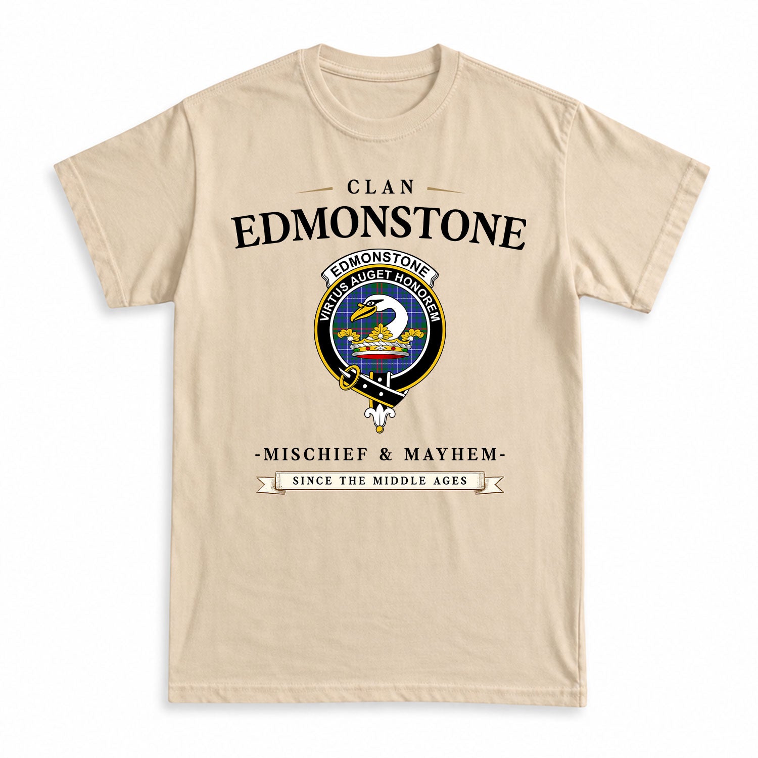 Edmonstone Tartan Crest Mischief and Mayhem T-shirt