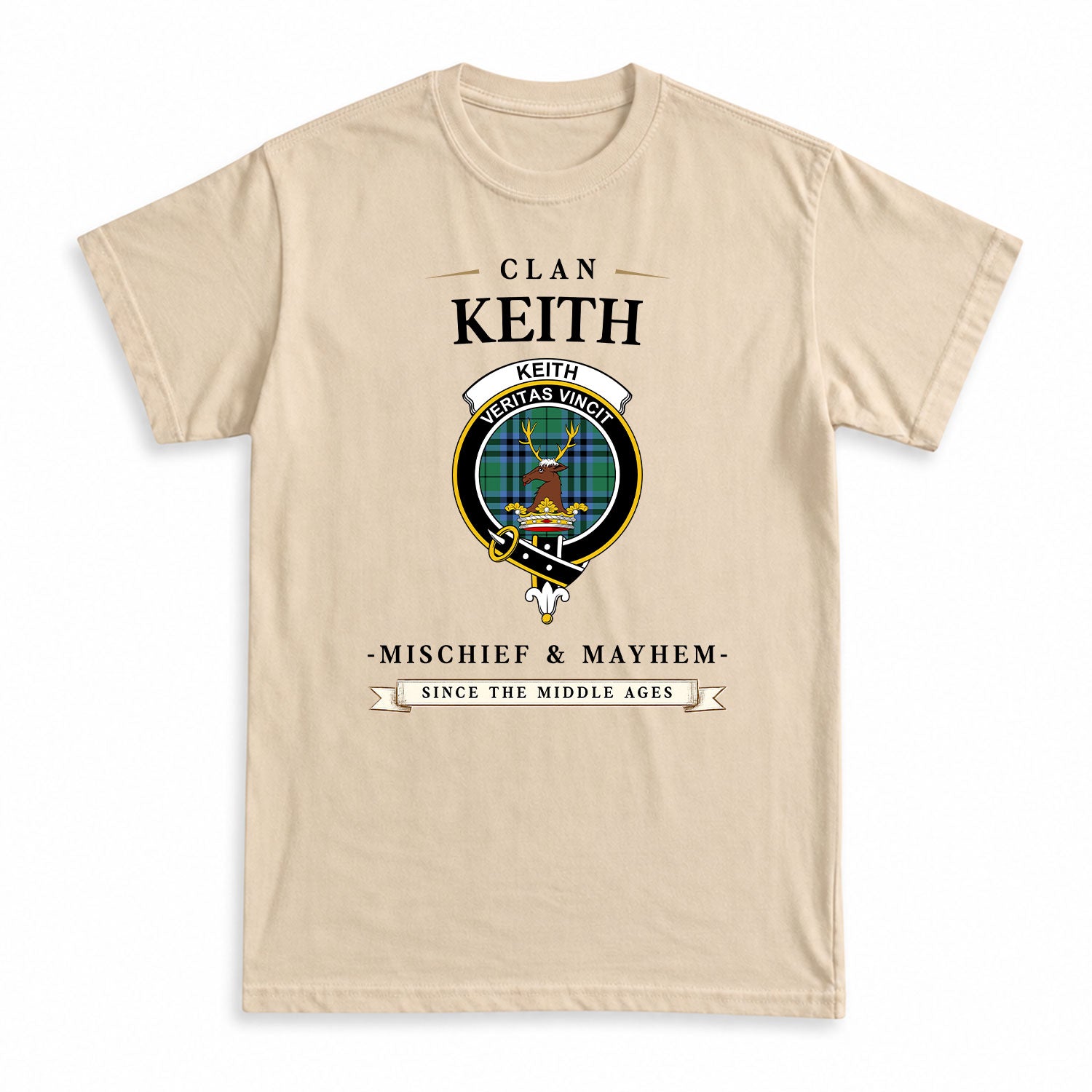 Keith Ancient Tartan Crest Mischief and Mayhem T-shirt