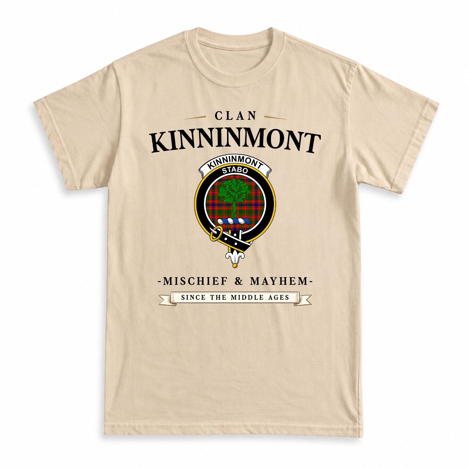 Kinninmont Tartan Crest Mischief and Mayhem T-shirt
