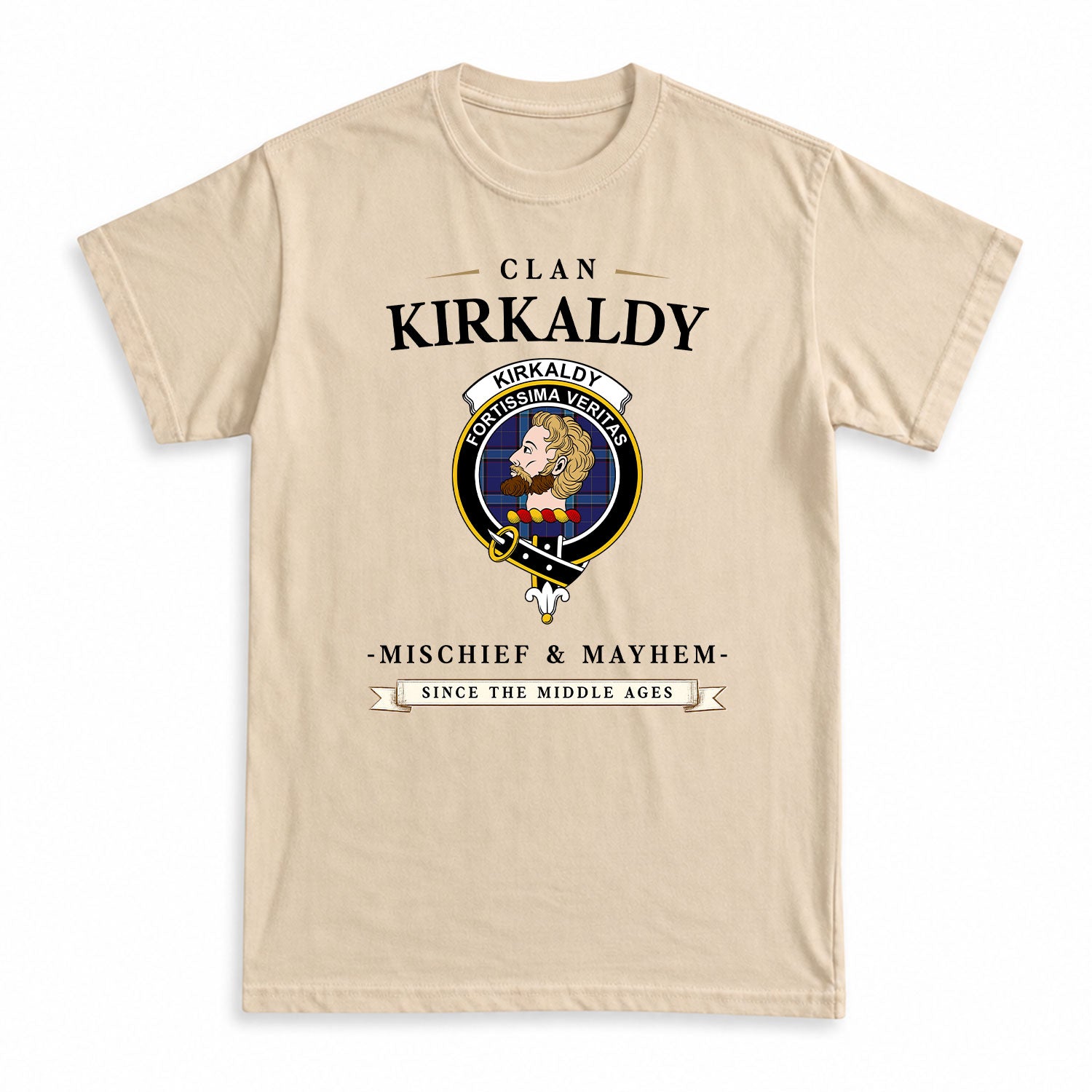 Kirkaldy Tartan Crest Mischief and Mayhem T-shirt