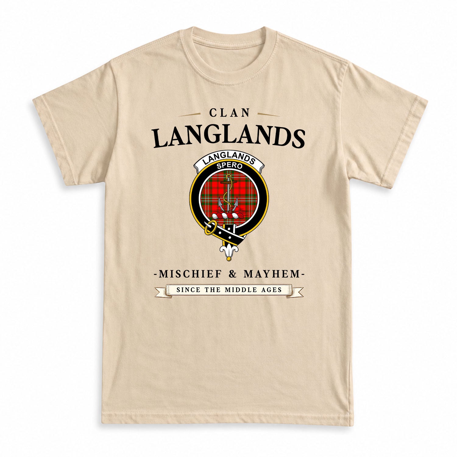 Langlands Tartan Crest Mischief and Mayhem T-shirt