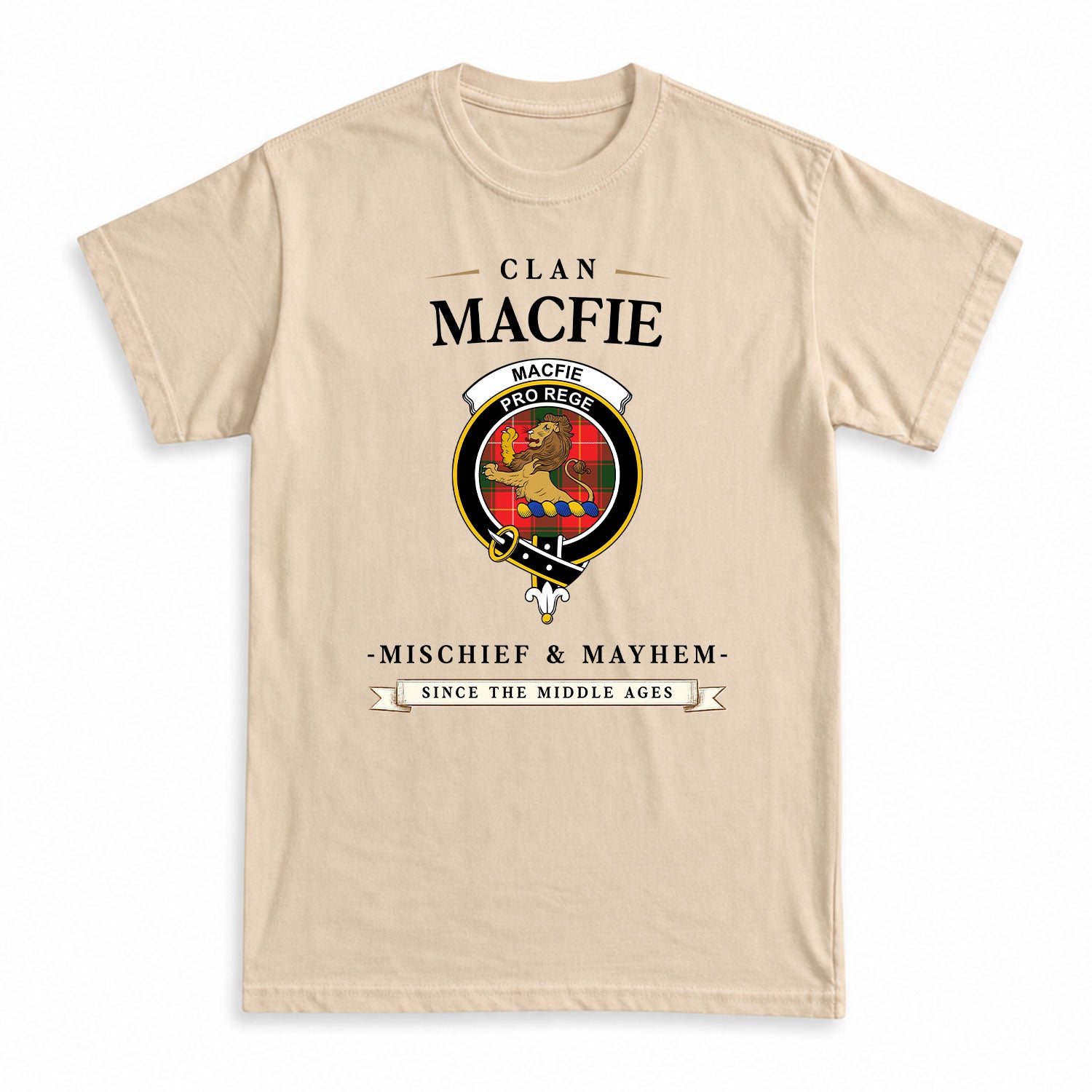 MacFie Tartan Crest Mischief and Mayhem T-shirt