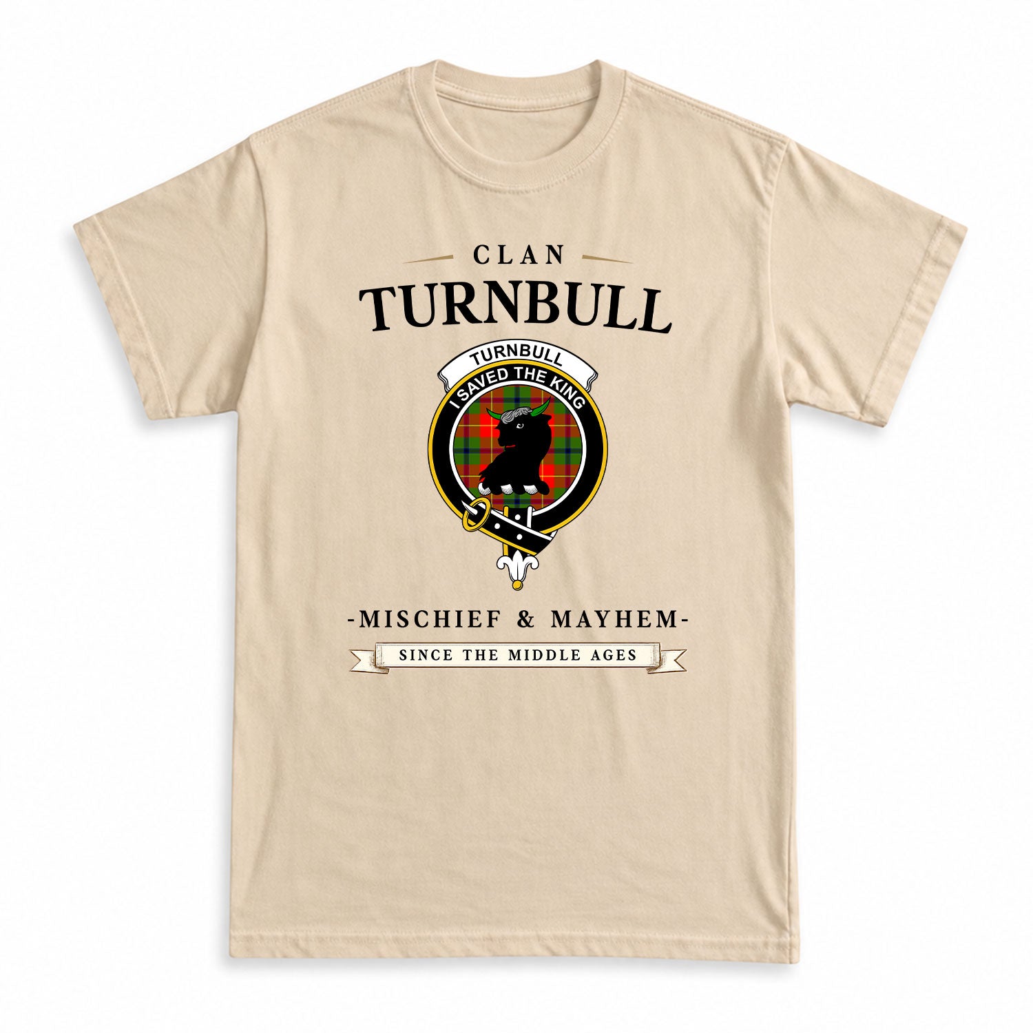 Turnbull Dress Tartan Crest Mischief and Mayhem T-shirt