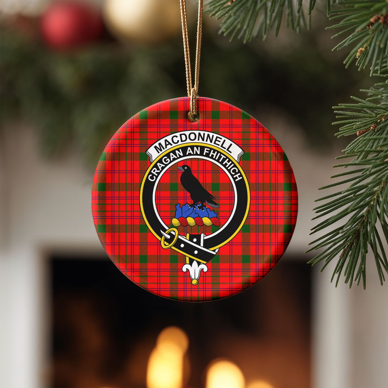 MacDonnell of Keppoch Tartan Crest Christmas Ceramic Ornament