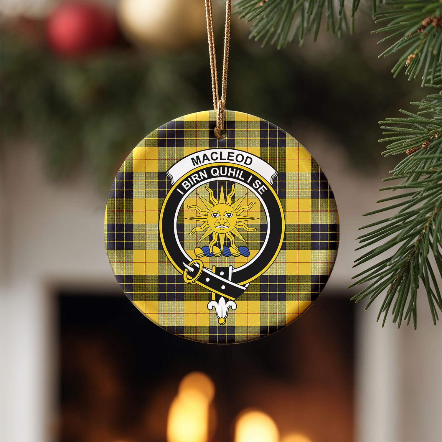 MacLeod of Lewis Ancient Tartan Crest Christmas Ceramic Ornament