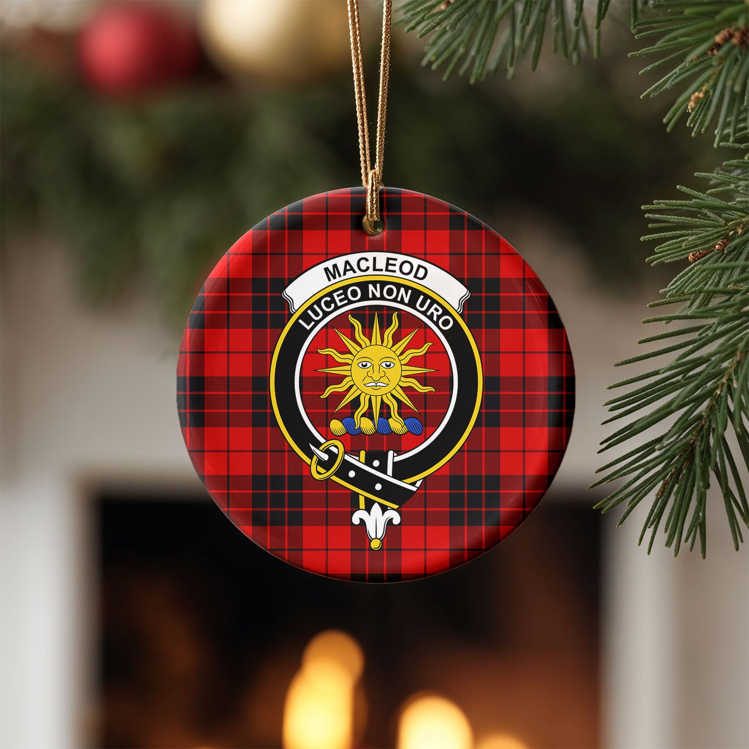 MacLeod of Raasay Tartan Crest Christmas Ceramic Ornament
