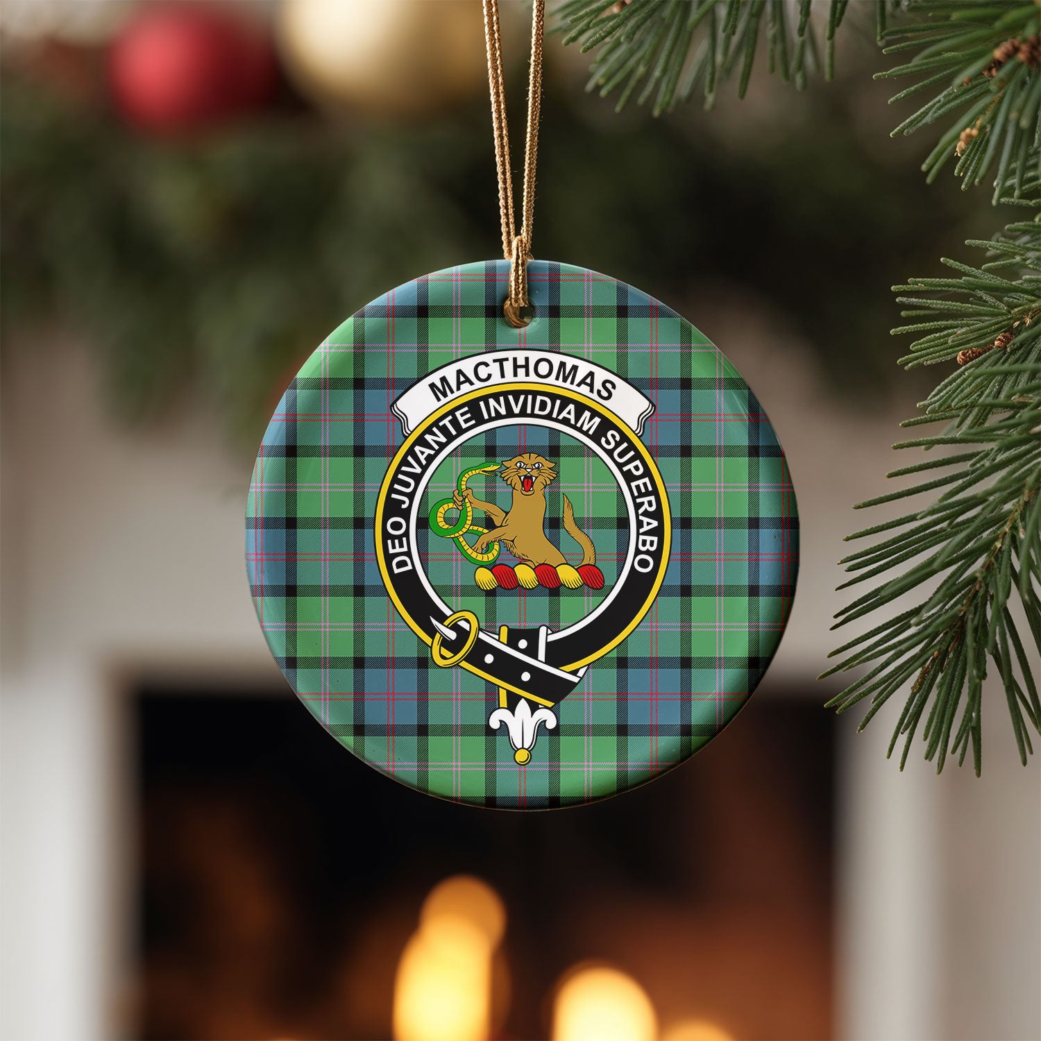 MacThomas Ancient Tartan Crest Christmas Ceramic Ornament