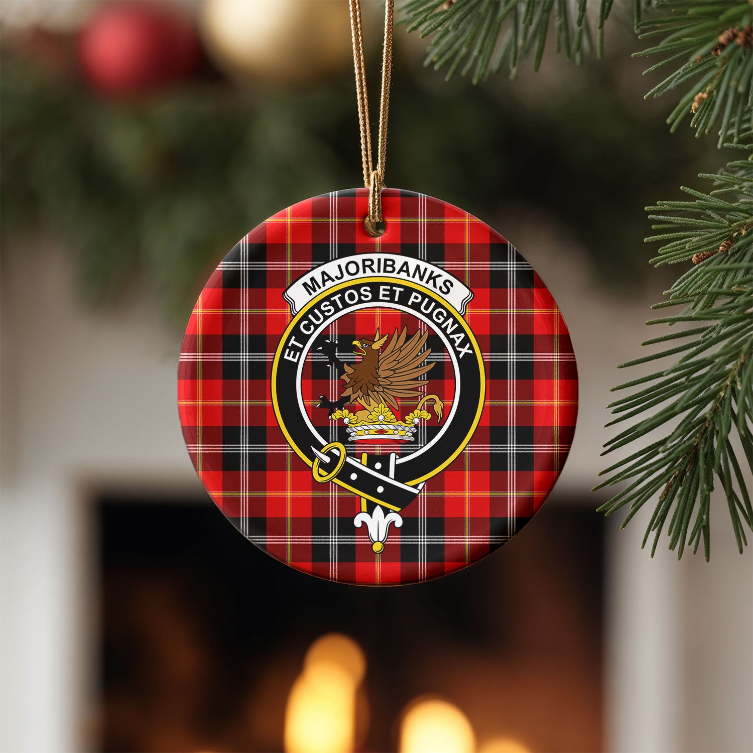 Majoribanks Tartan Crest Christmas Ceramic Ornament