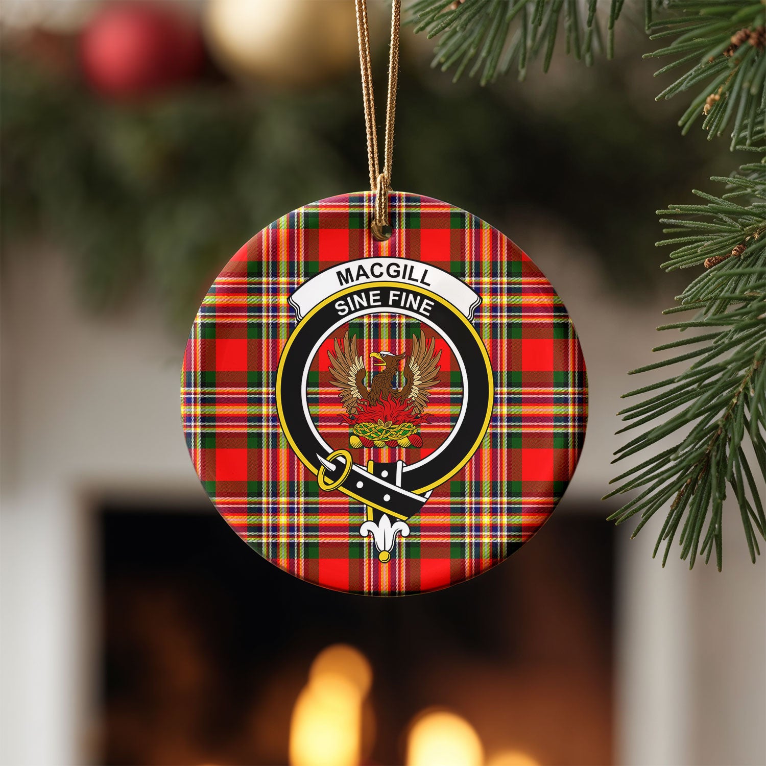 Makgill Tartan Crest Christmas Ceramic Ornament