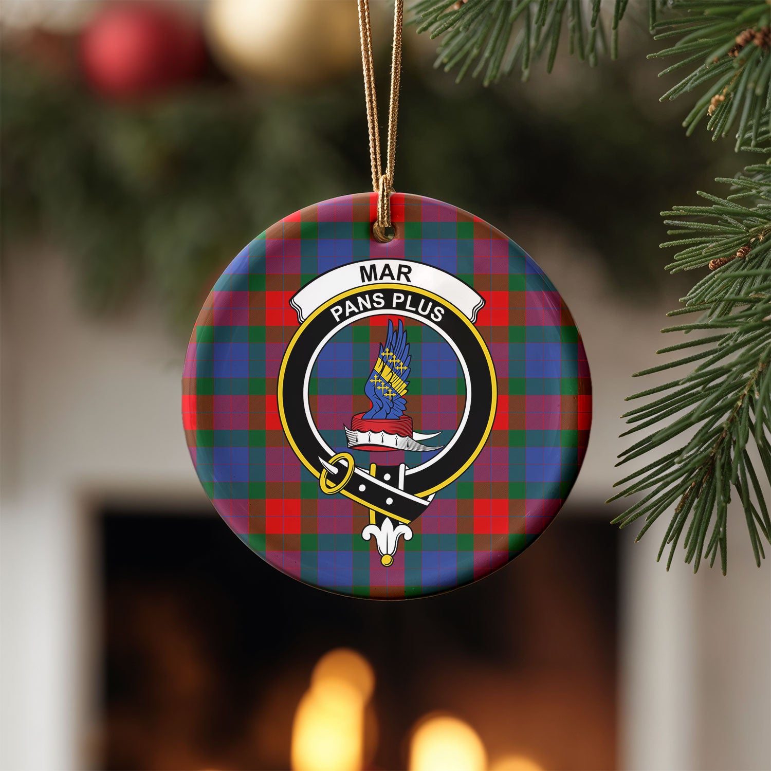 Mar Tartan Crest Christmas Ceramic Ornament
