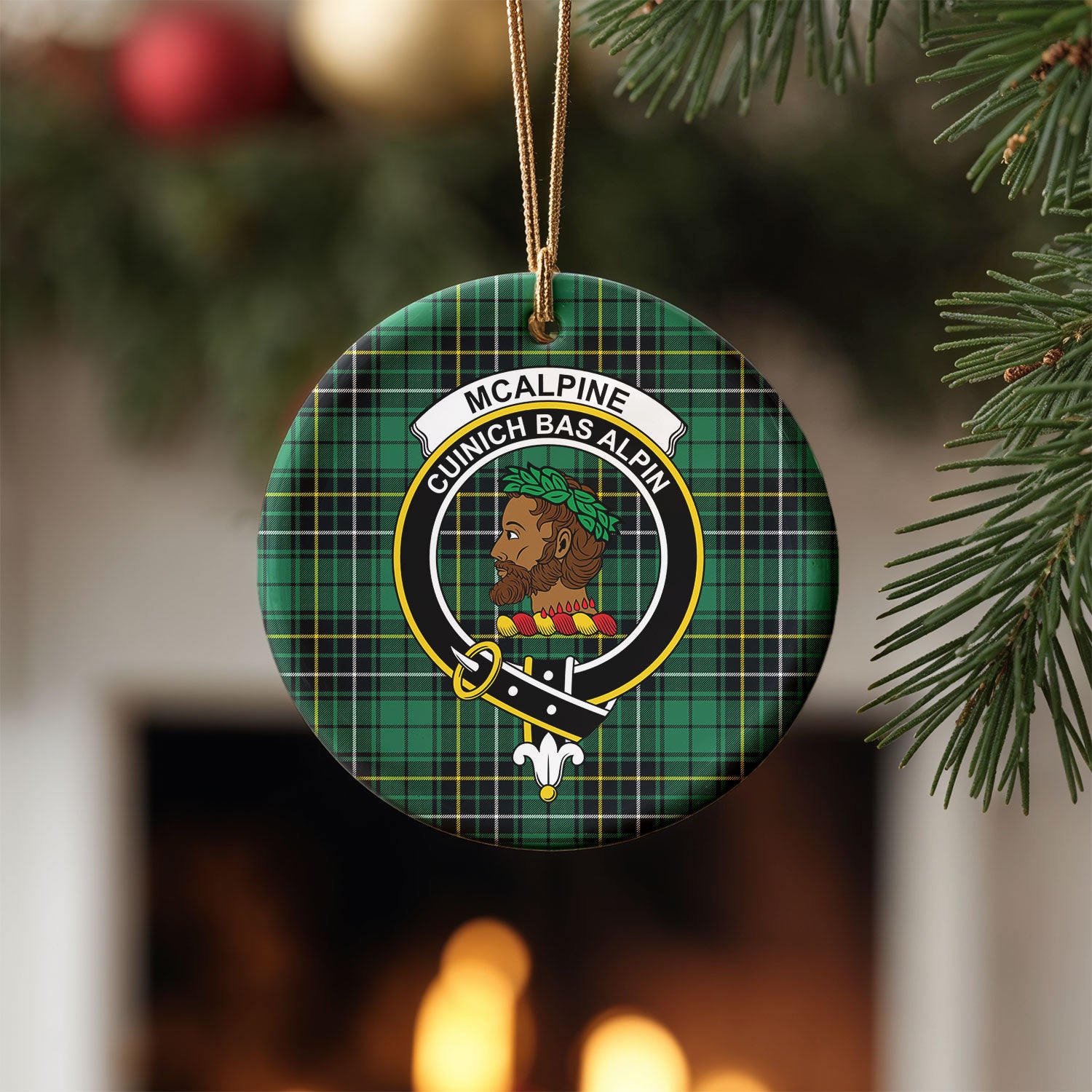 McAlpine Ancient Tartan Crest Christmas Ceramic Ornament