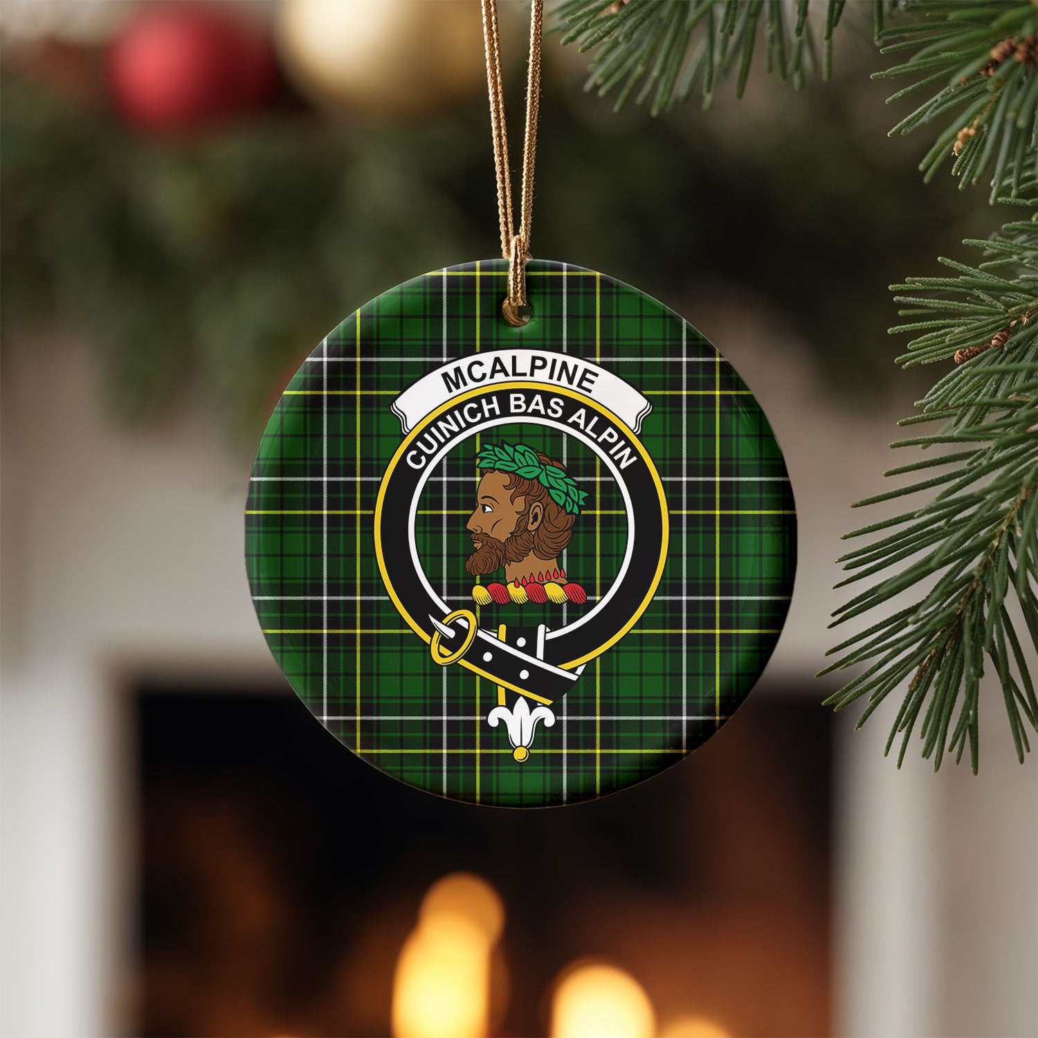 McAlpine Modern Tartan Crest Christmas Ceramic Ornament