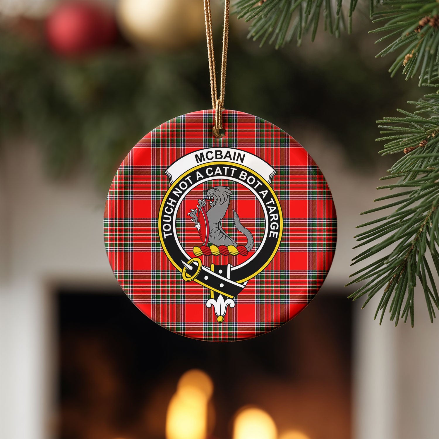 McBain Tartan Crest Christmas Ceramic Ornament