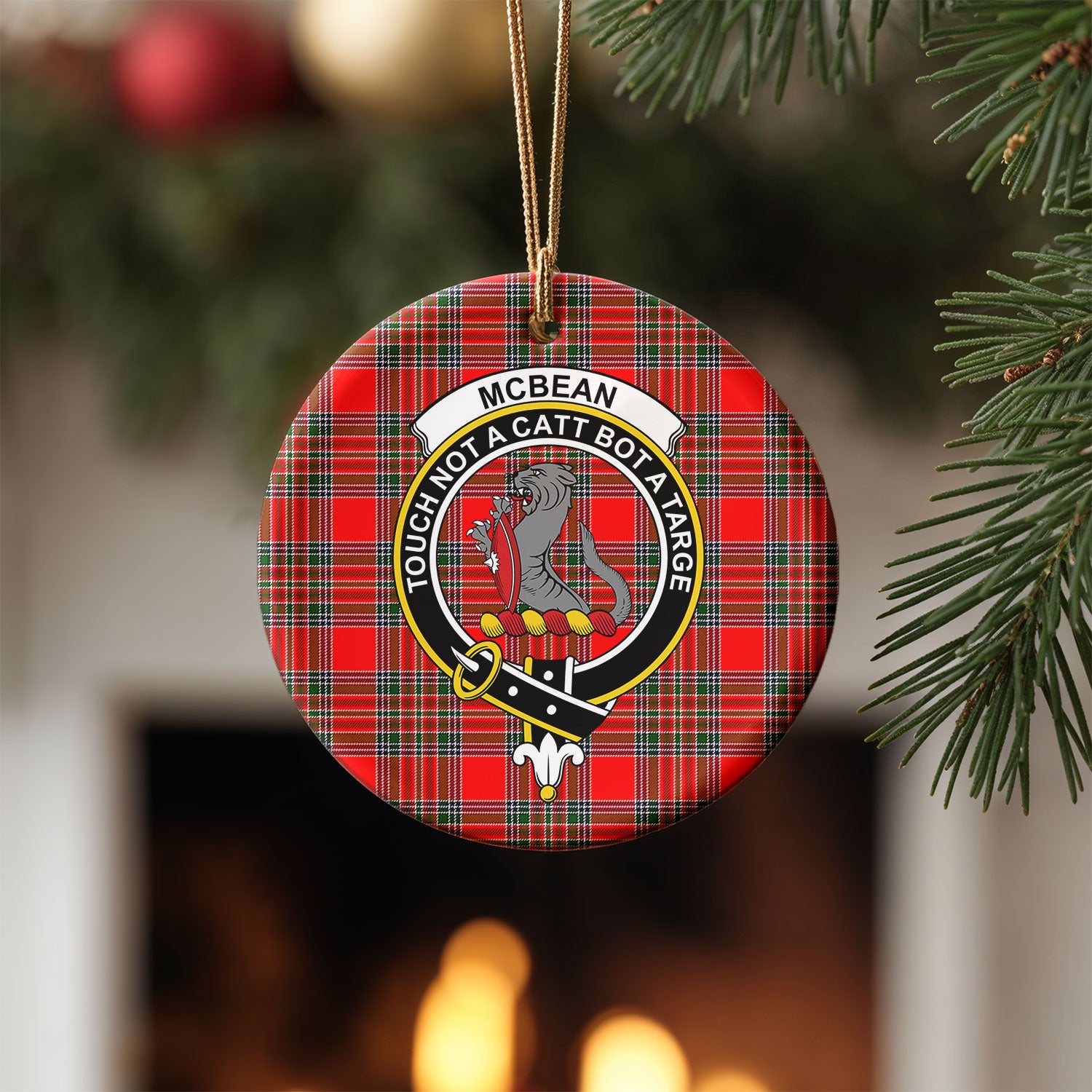 McBean Tartan Crest Christmas Ceramic Ornament