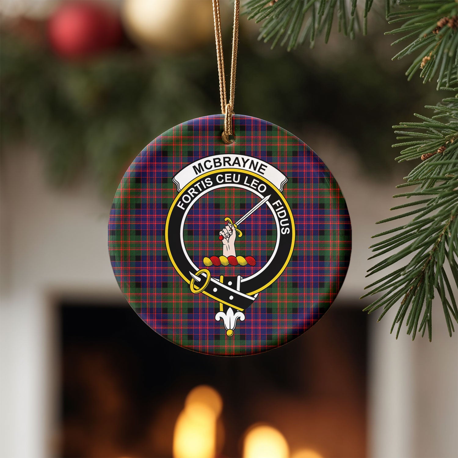 McBrayne Tartan Crest Christmas Ceramic Ornament