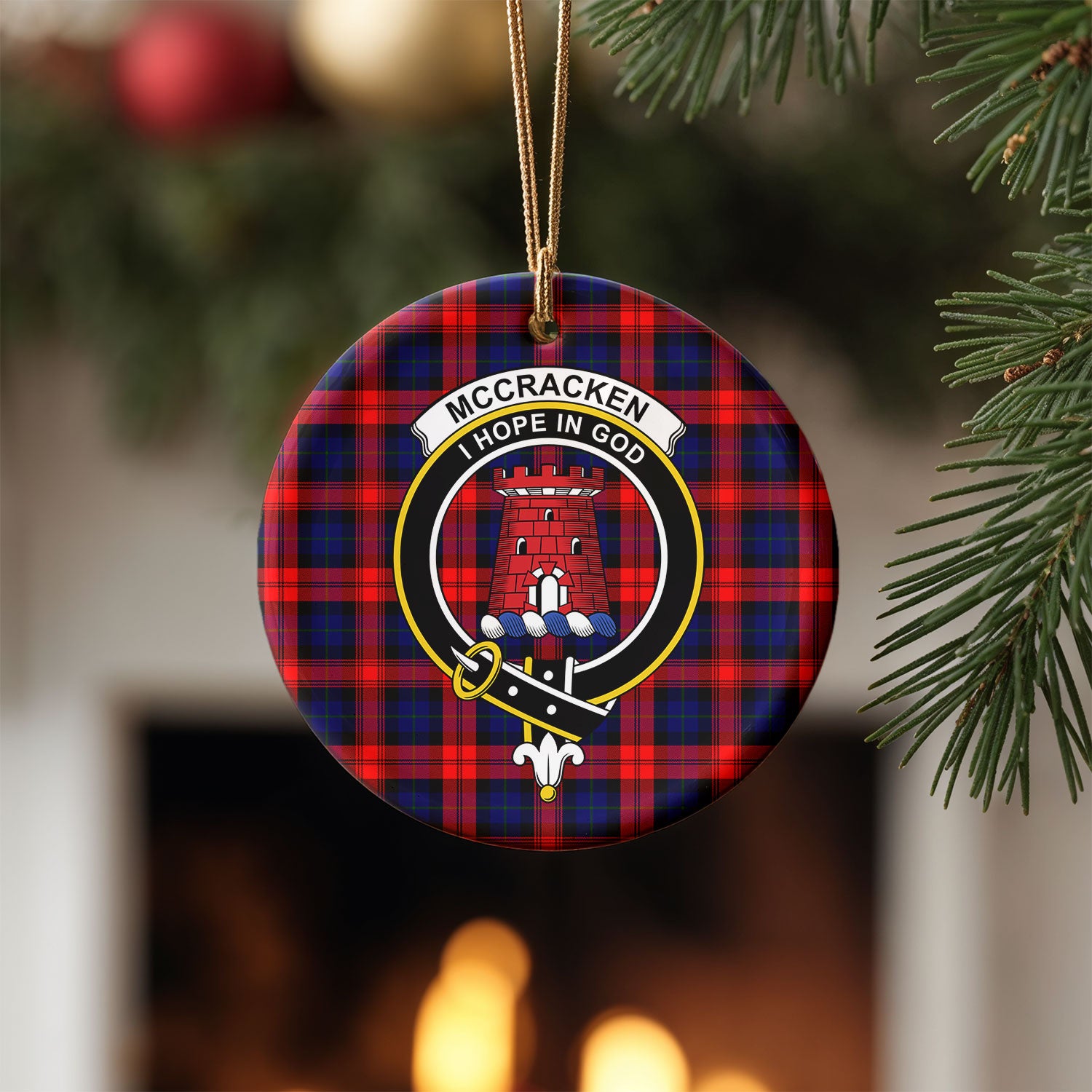 McCracken Tartan Crest Christmas Ceramic Ornament