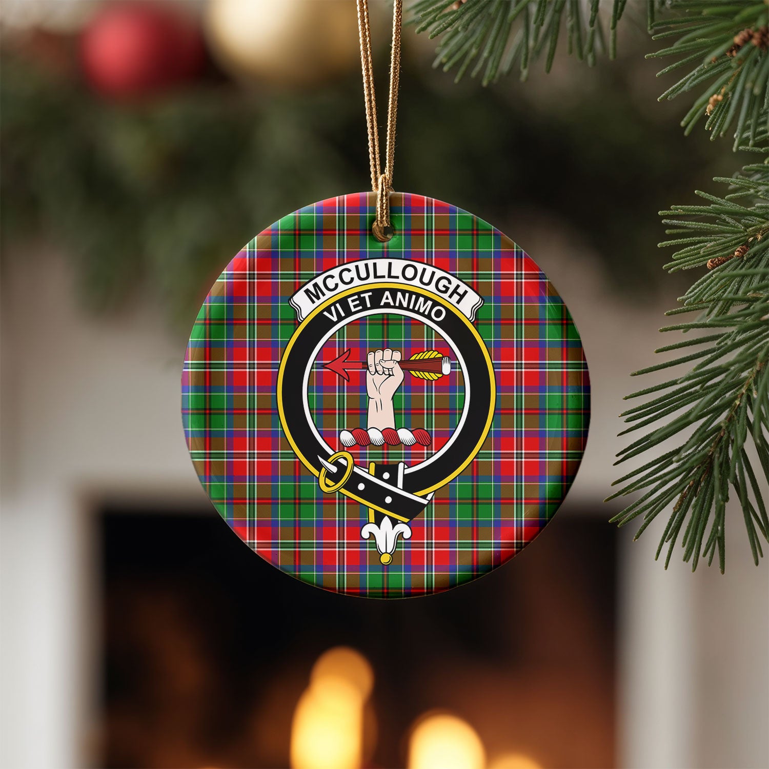 McCullough Tartan Crest Christmas Ceramic Ornament