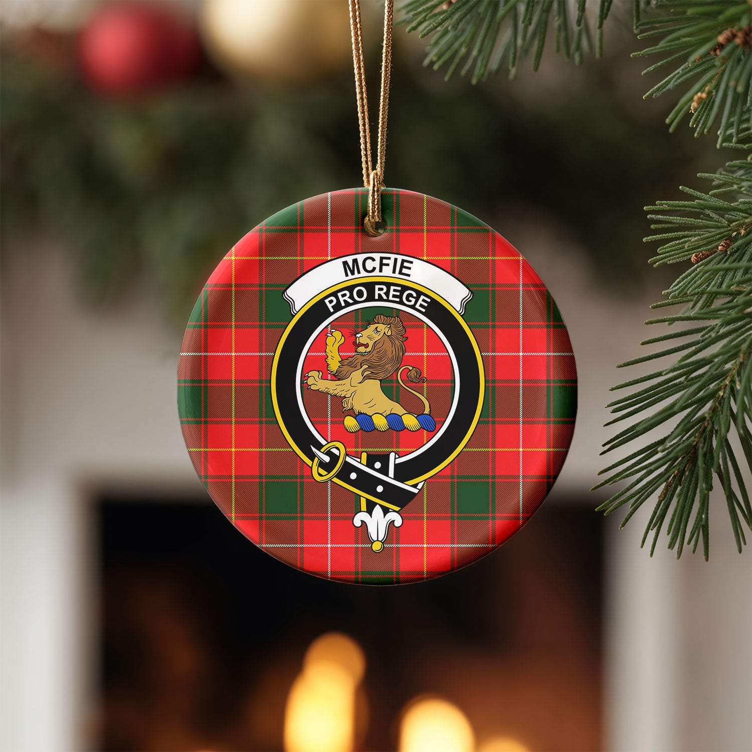 McFie Tartan Crest Christmas Ceramic Ornament