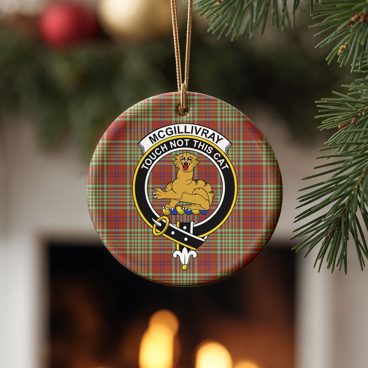 McGillivray Hunting Ancient Tartan Crest Christmas Ceramic Ornament