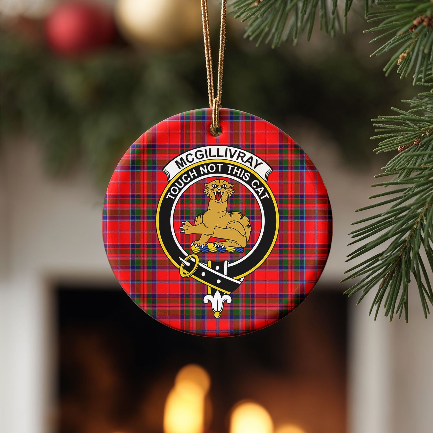 McGillivray Modern Tartan Crest Christmas Ceramic Ornament