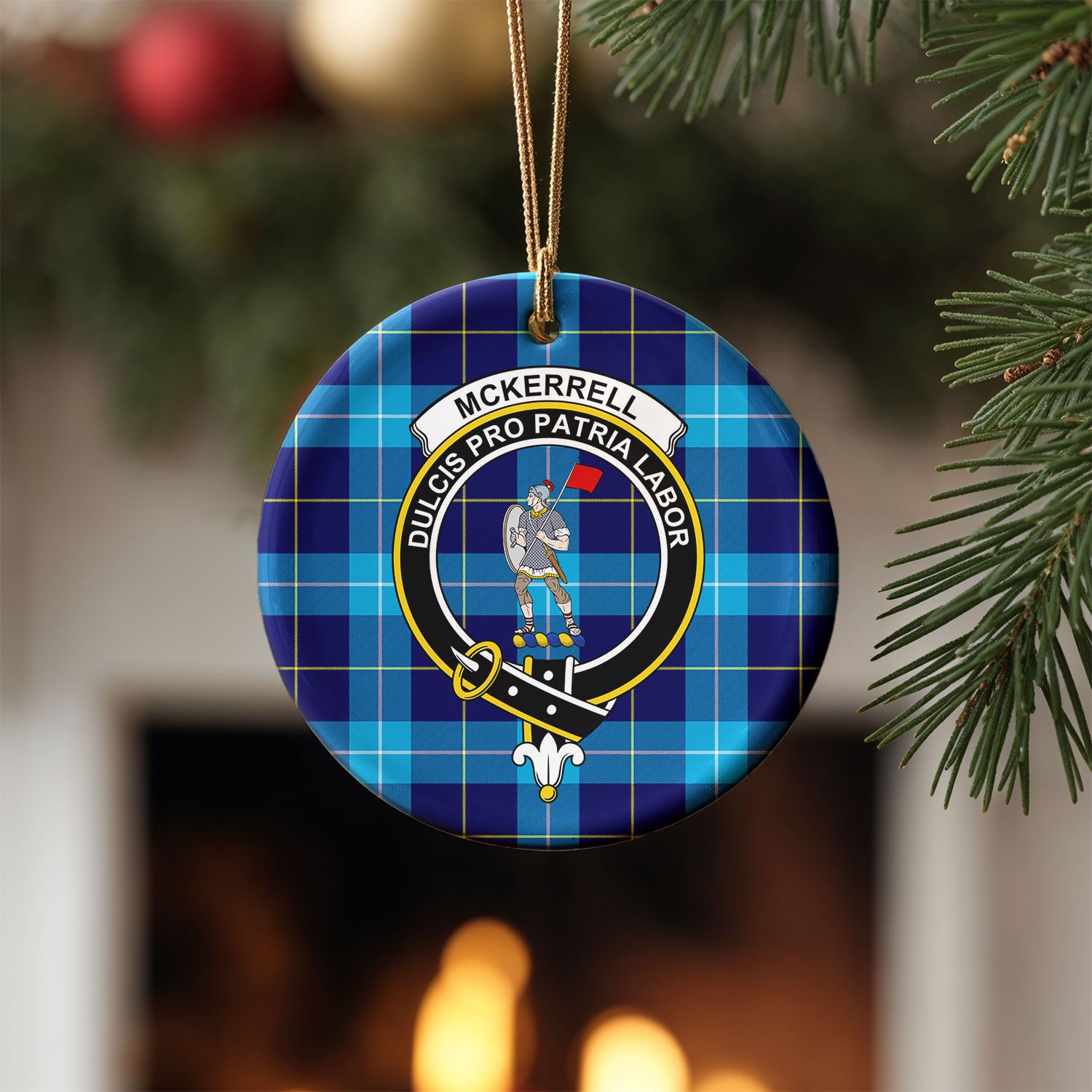 McKerrell Tartan Crest Christmas Ceramic Ornament