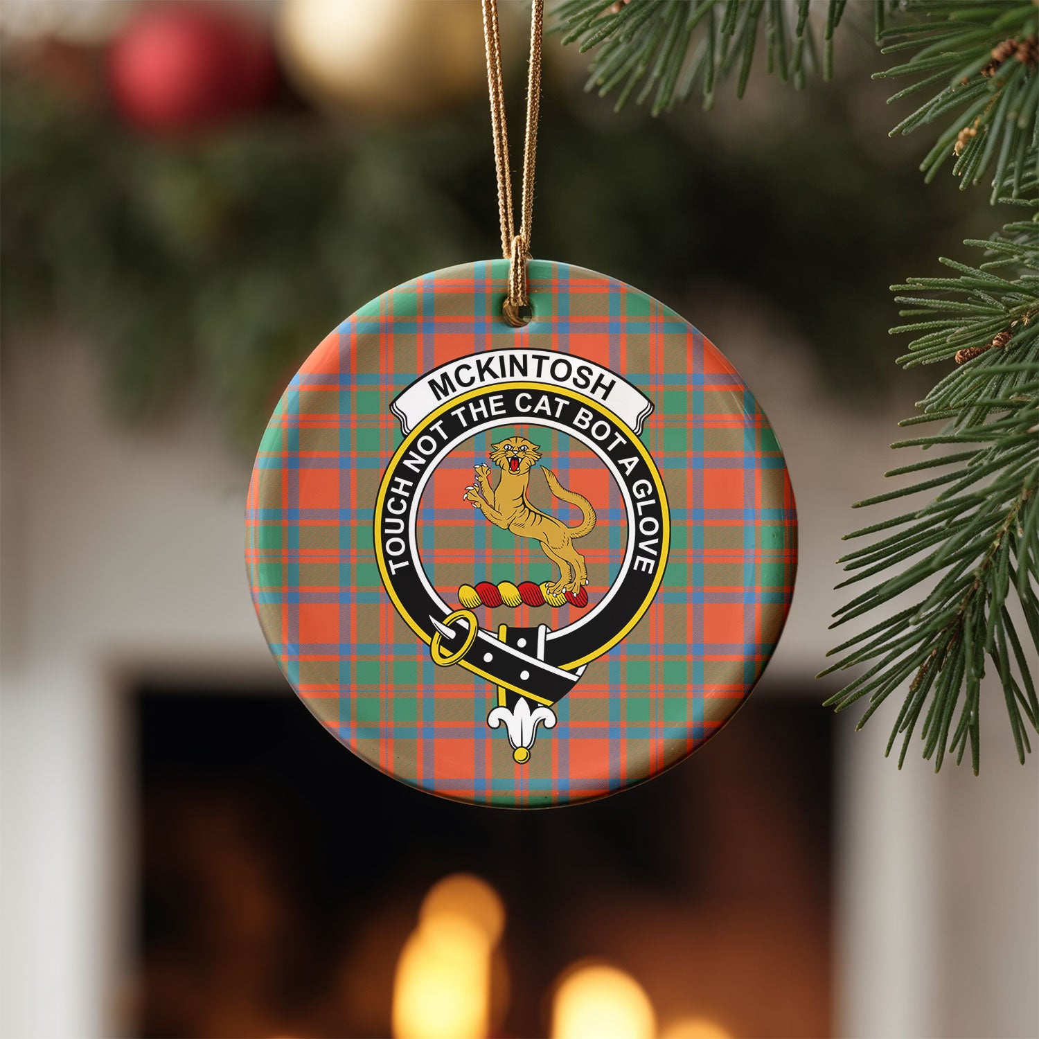 McKintosh Ancient Tartan Crest Christmas Ceramic Ornament