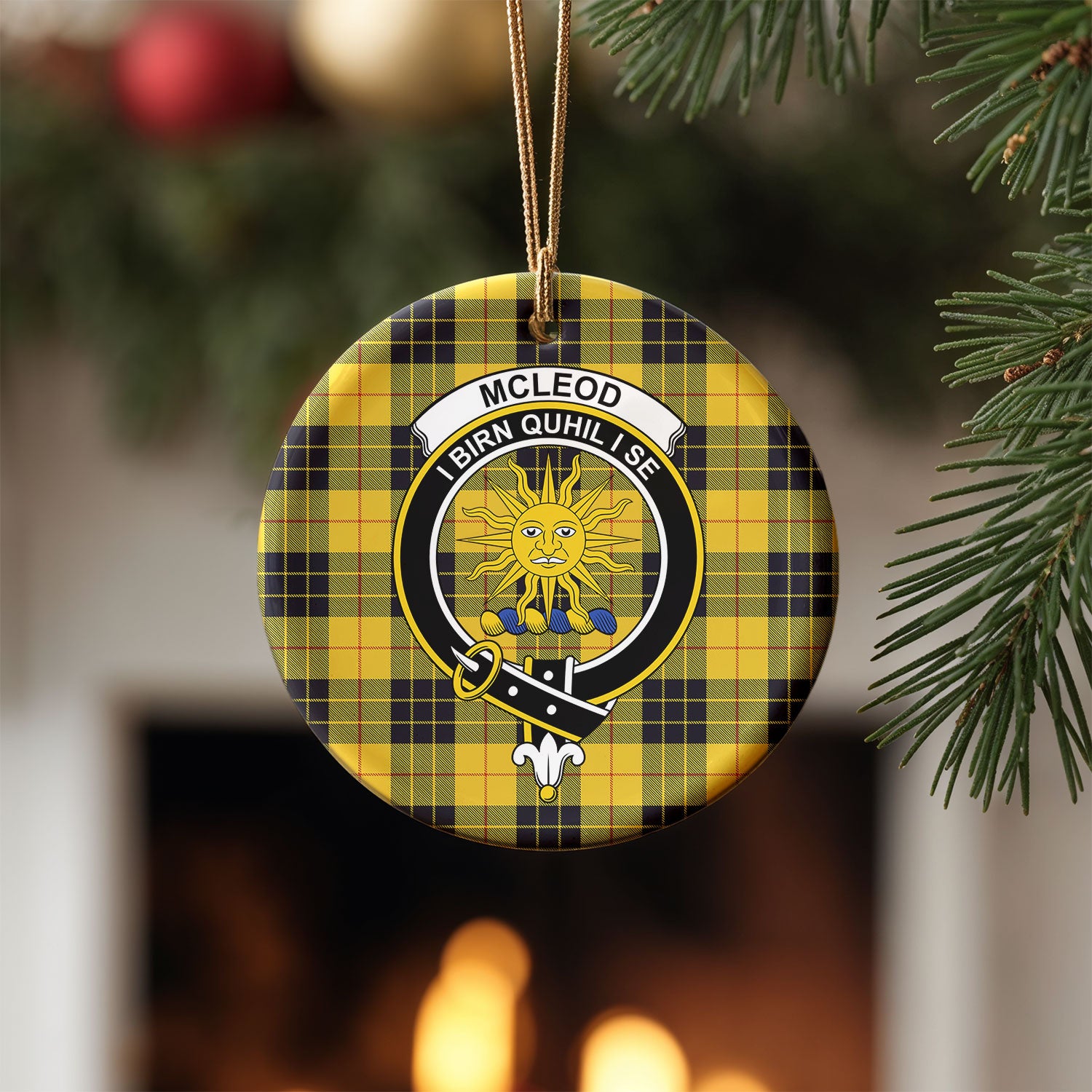 McLeod of Lewis Ancient Tartan Crest Christmas Ceramic Ornament