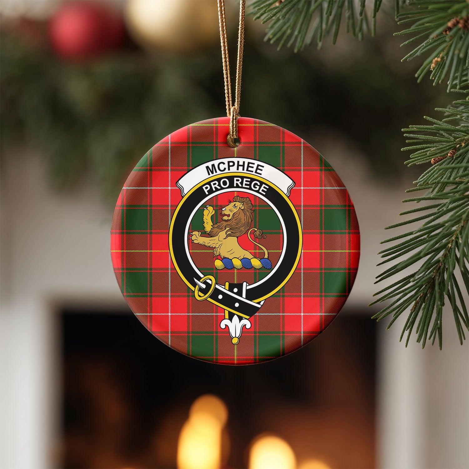 McPhee Tartan Crest Christmas Ceramic Ornament