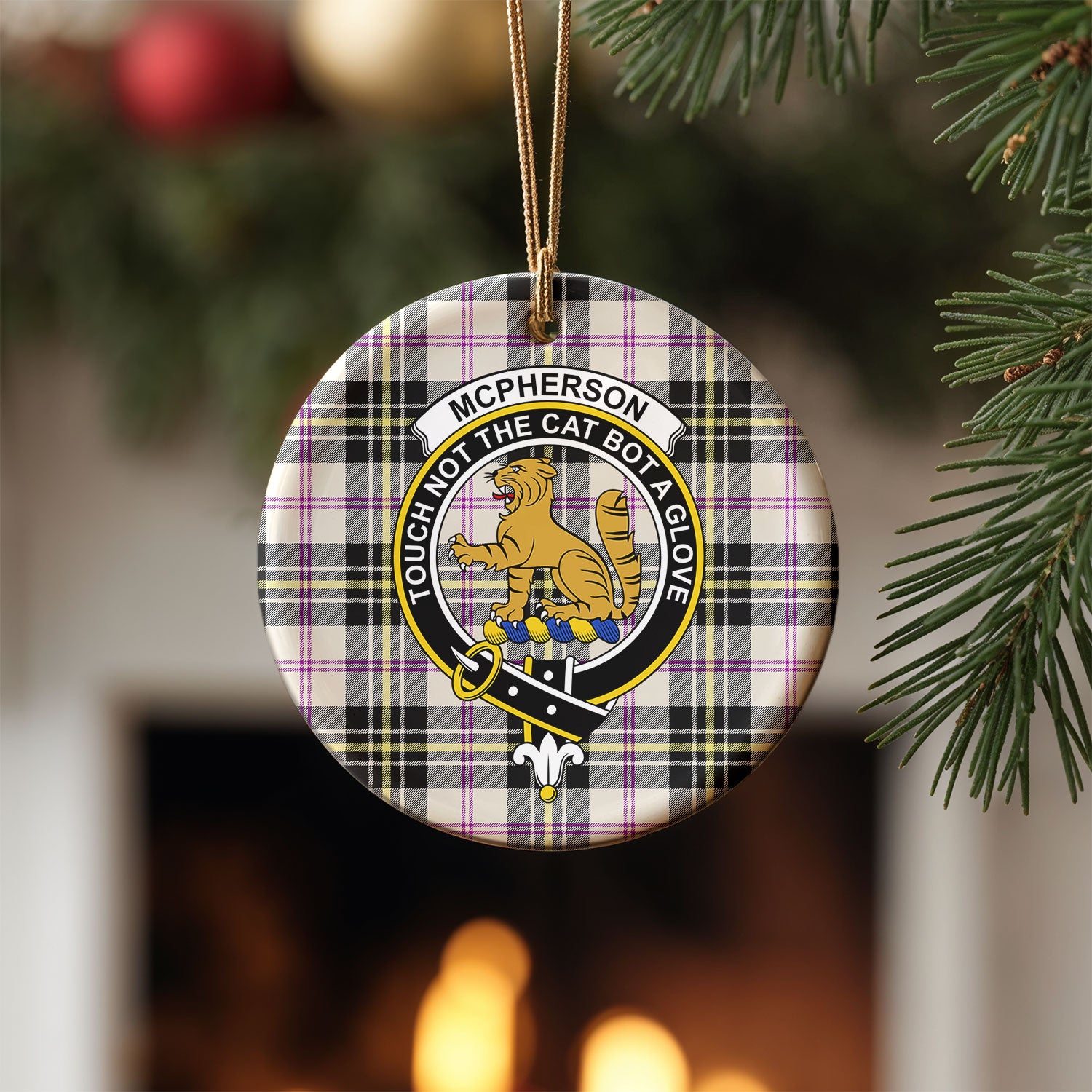 McPherson Dress Ancient Tartan Crest Christmas Ceramic Ornament