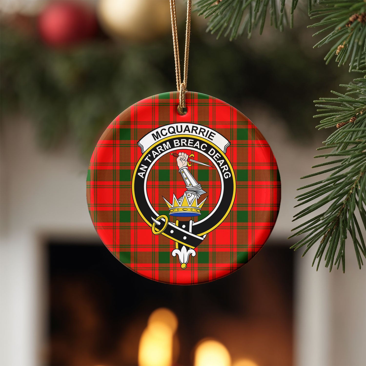 McQuarrie Tartan Crest Christmas Ceramic Ornament