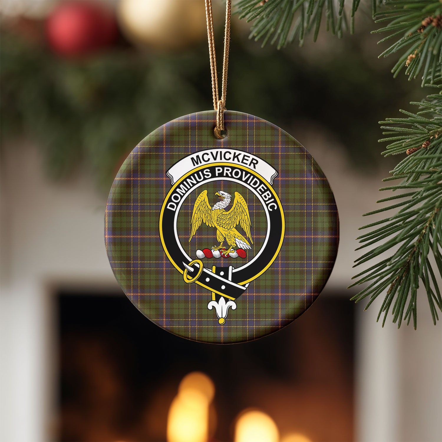 McVicker Tartan Crest Christmas Ceramic Ornament