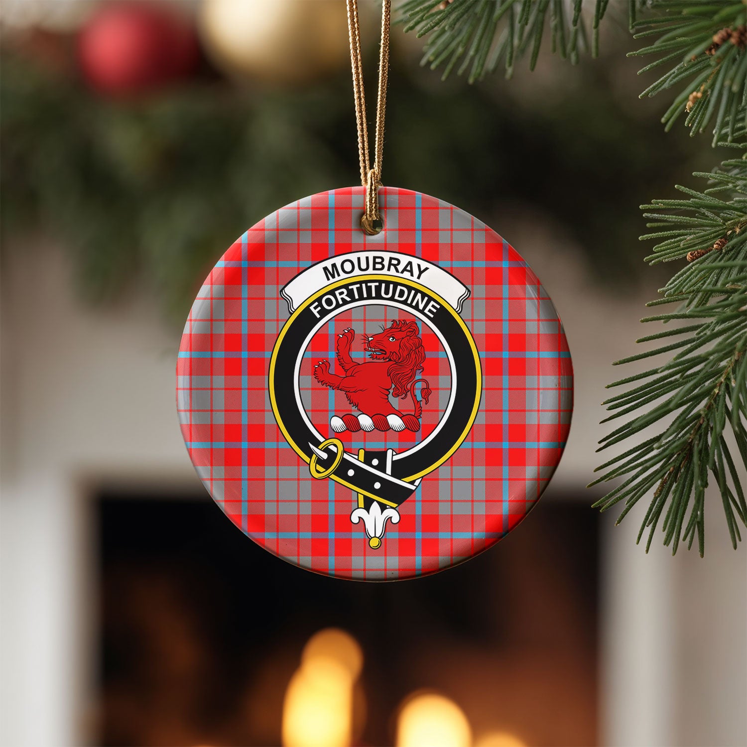 Moubray Tartan Crest Christmas Ceramic Ornament