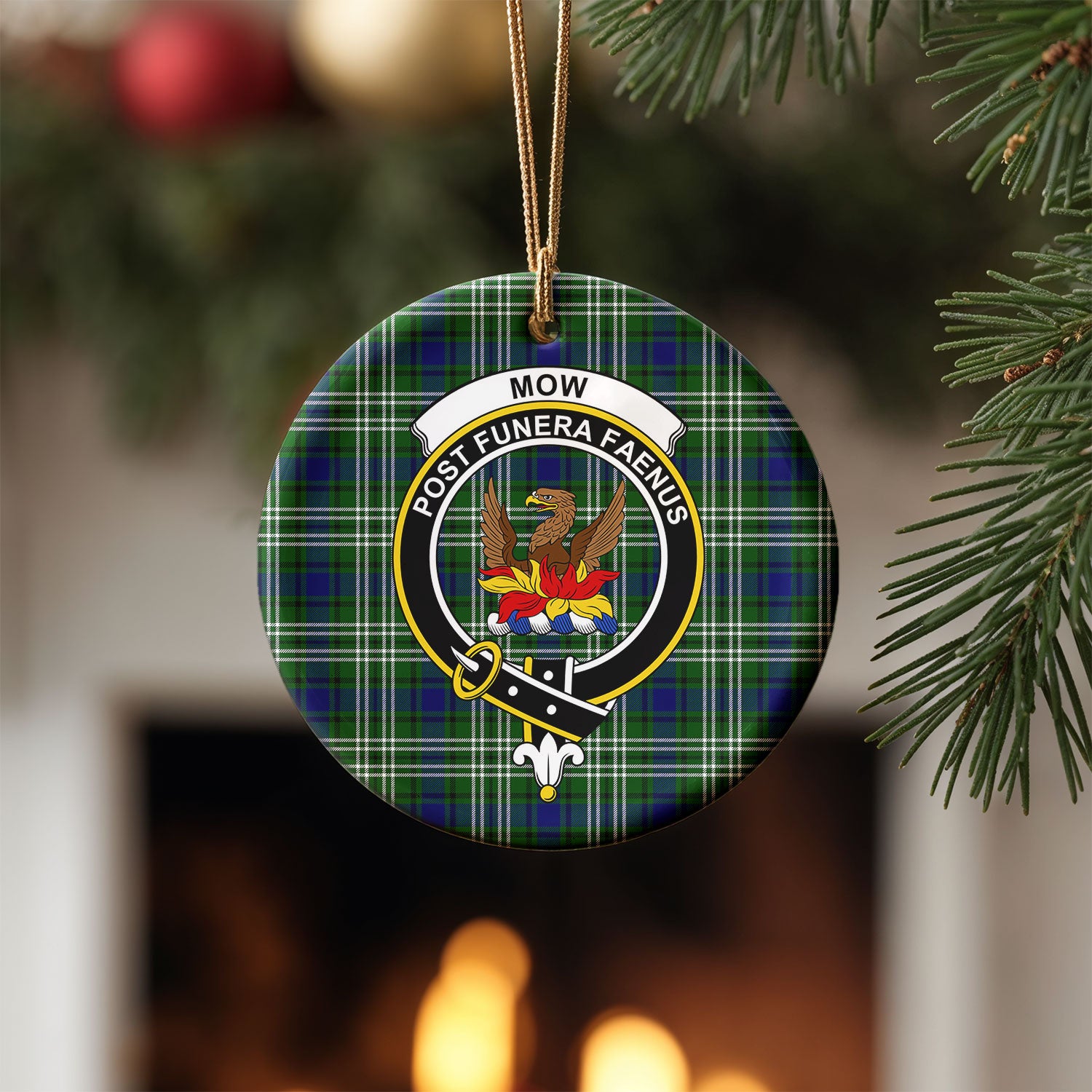 Mow Tartan Crest Christmas Ceramic Ornament