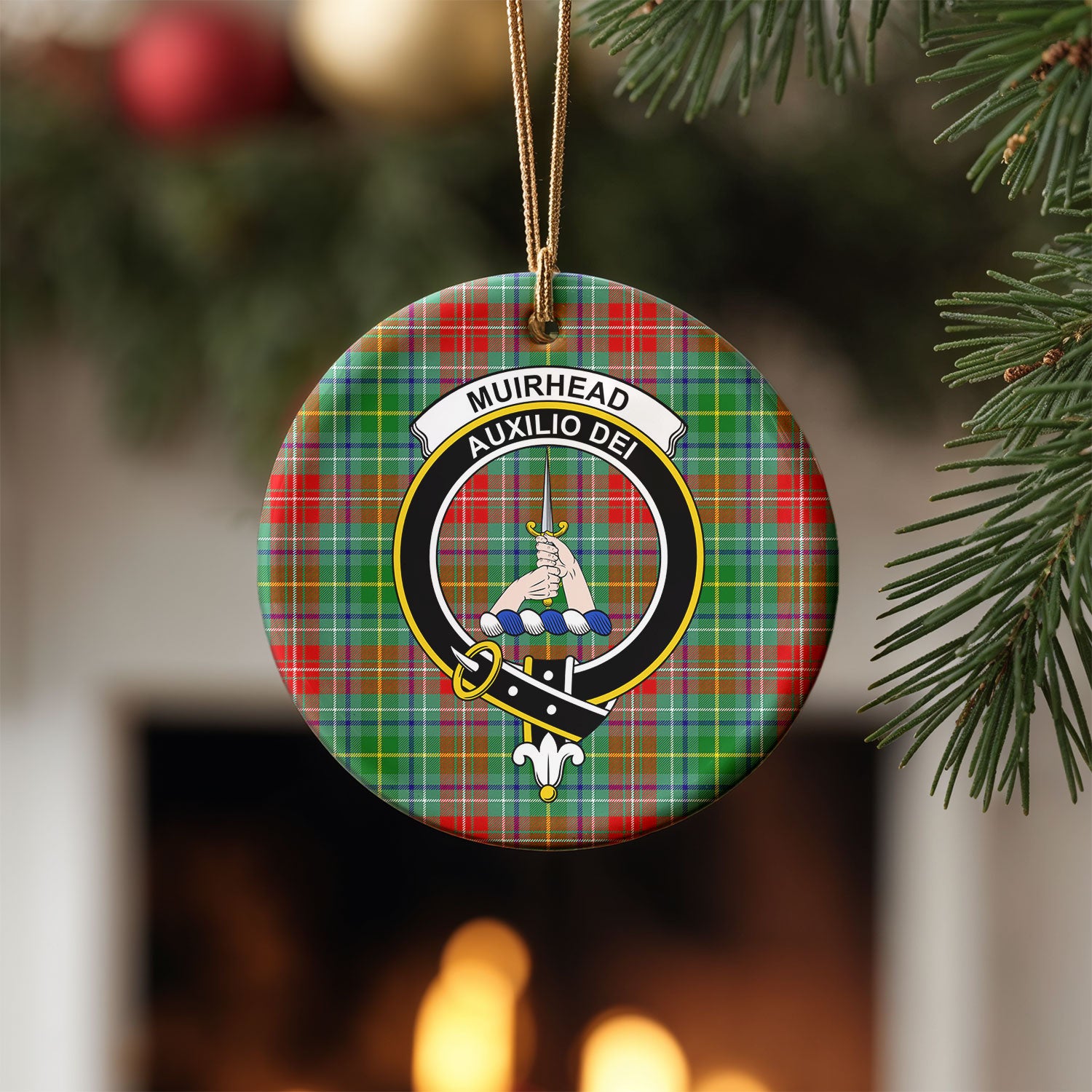 Muirhead Tartan Crest Christmas Ceramic Ornament