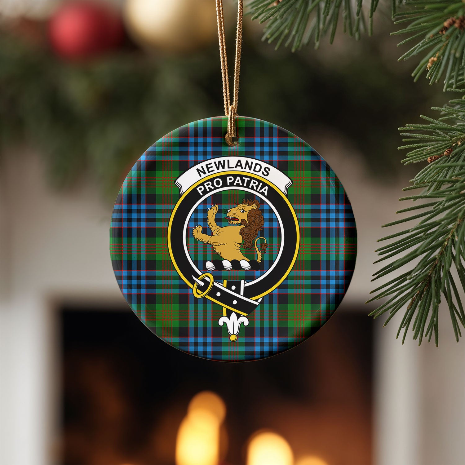 Newlands Tartan Crest Christmas Ceramic Ornament