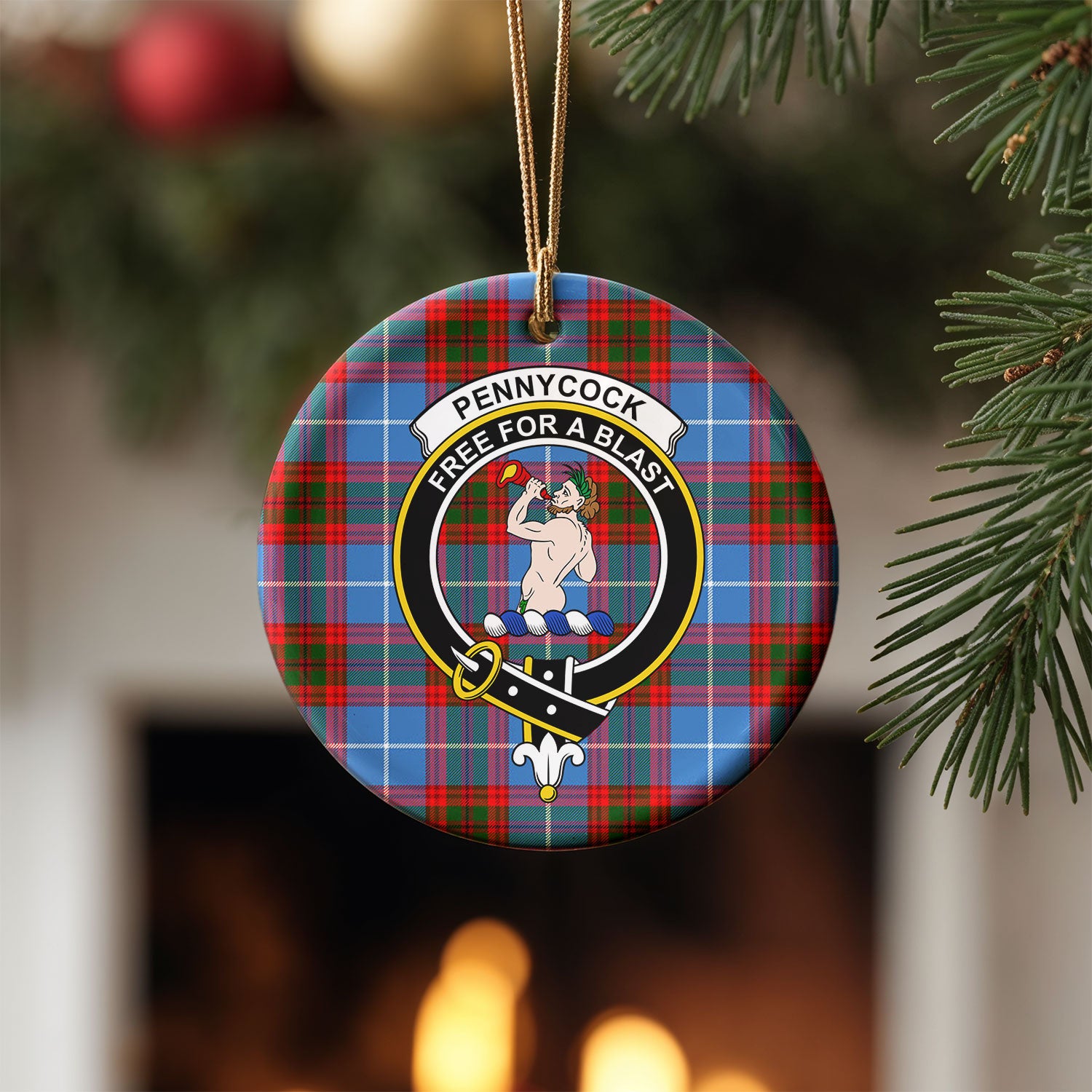 Pennycook Tartan Crest Christmas Ceramic Ornament
