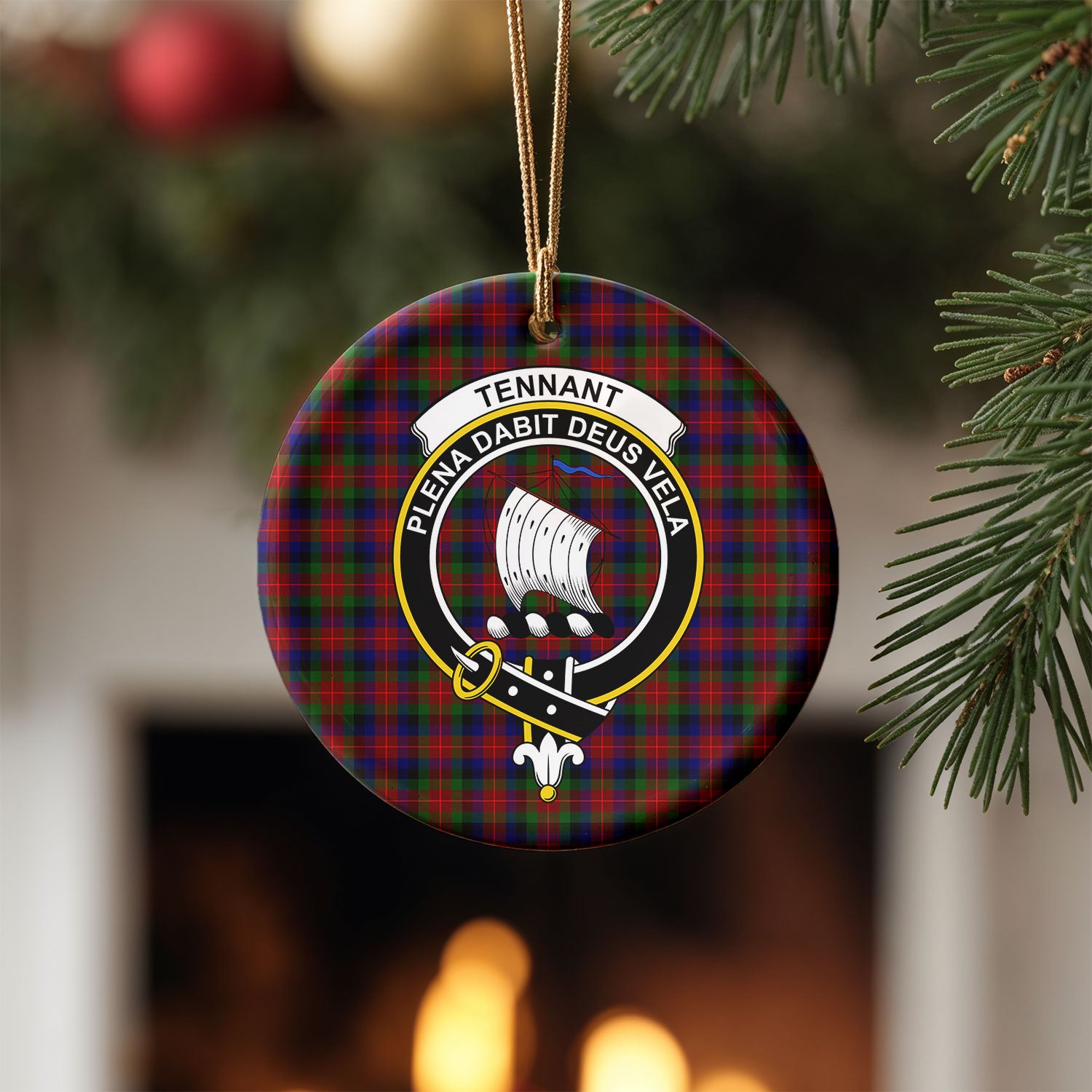 Tennant Tartan Crest Christmas Ceramic Ornament