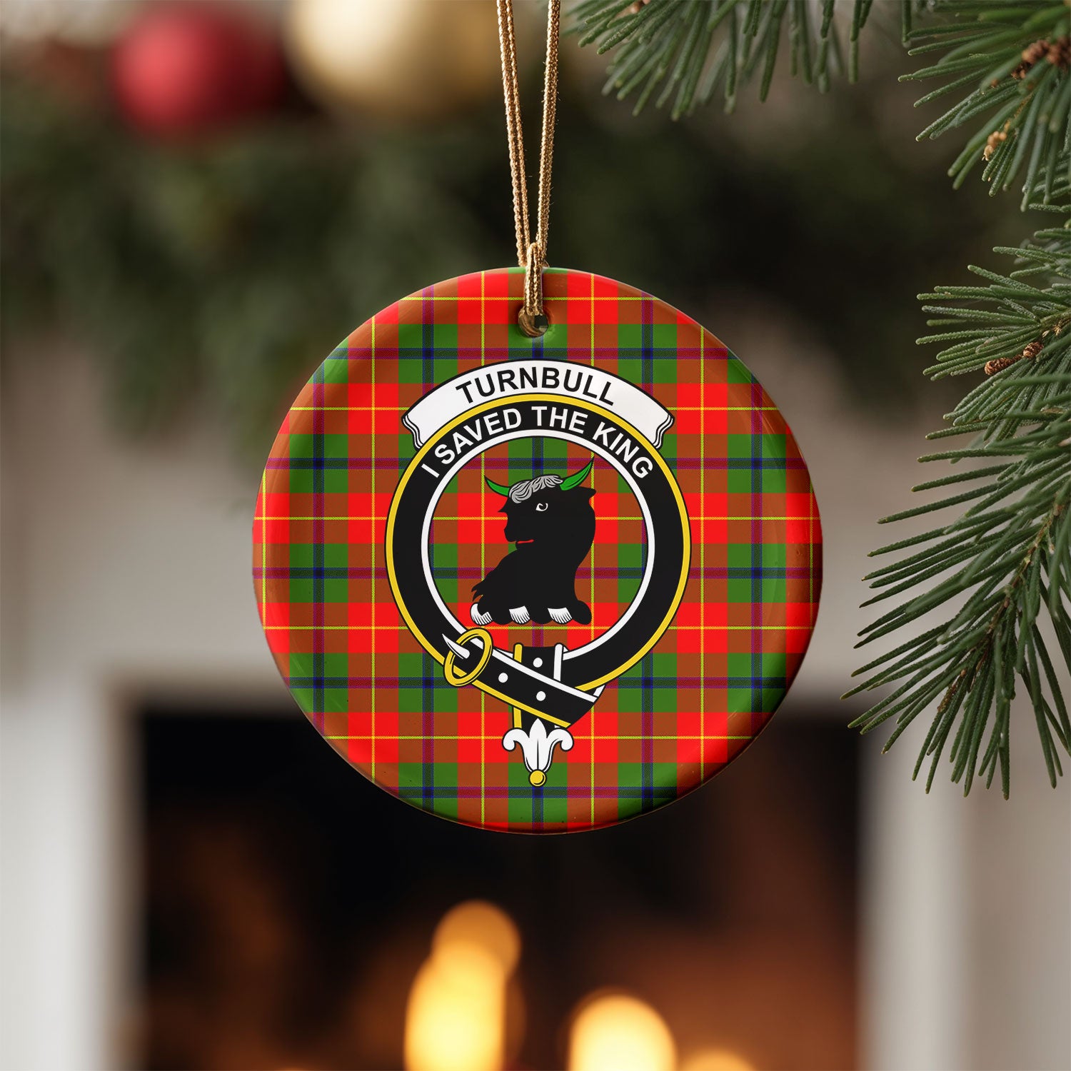 Turnbull Dress Tartan Crest Christmas Ceramic Ornament