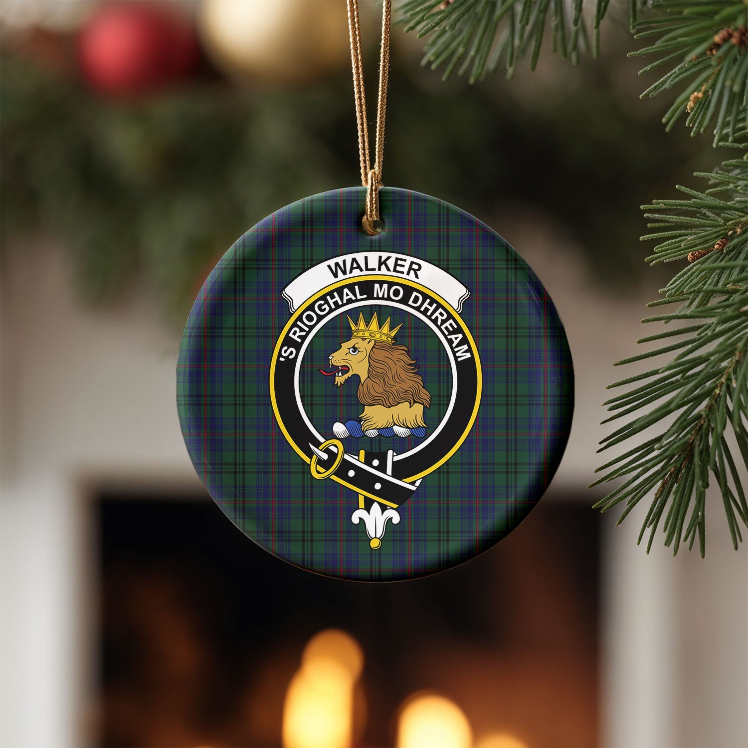 Walker Hunting Tartan Crest Christmas Ceramic Ornament