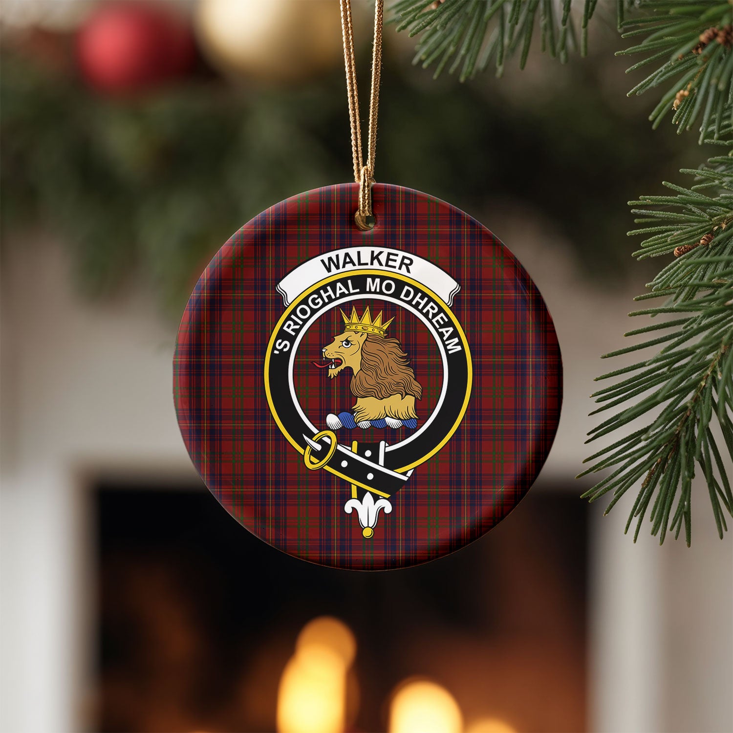 Walker Tartan Crest Christmas Ceramic Ornament