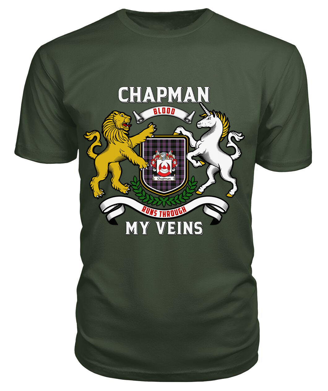 Chapman Tartan Crest 2D T-shirt - Blood Runs Through My Veins Style