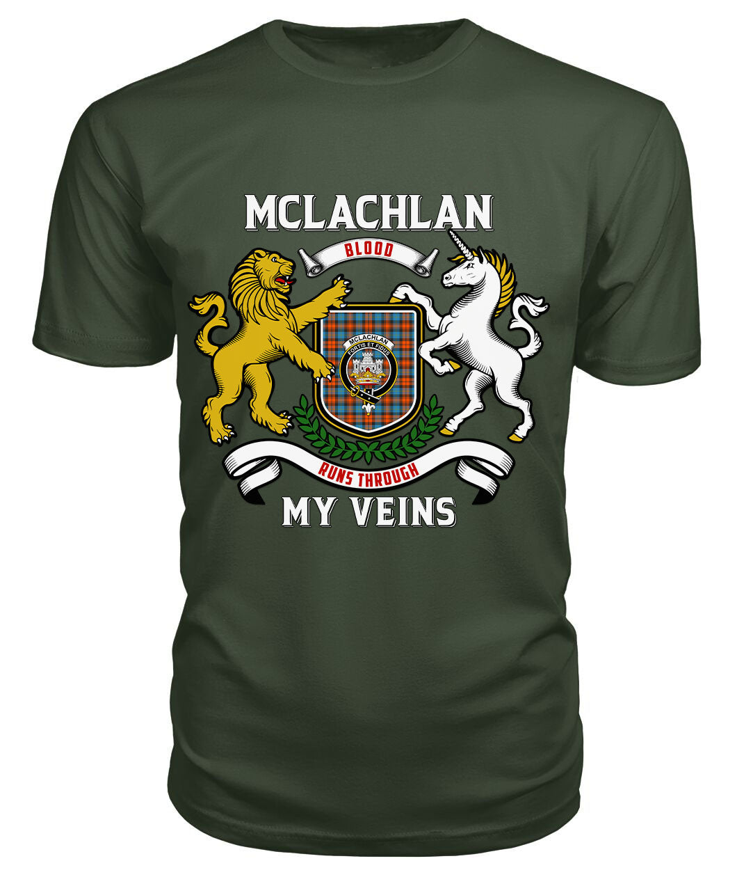 McLachlan Ancient Tartan Crest 2D T-shirt - Blood Runs Through My Veins Style