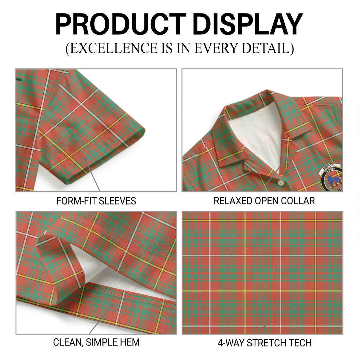Bruce Ancient Tartan Crest Hawaiian Shirt