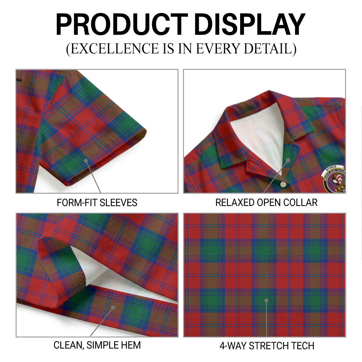 Byres Tartan Crest Hawaiian Shirt