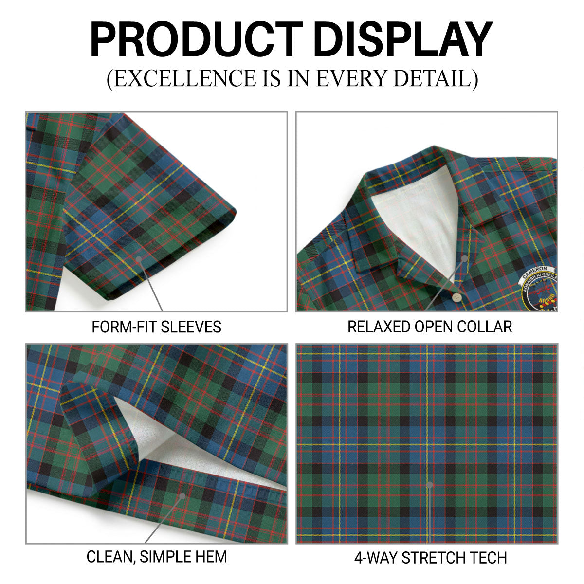Cameron of Erracht Ancient Tartan Crest Hawaiian Shirt